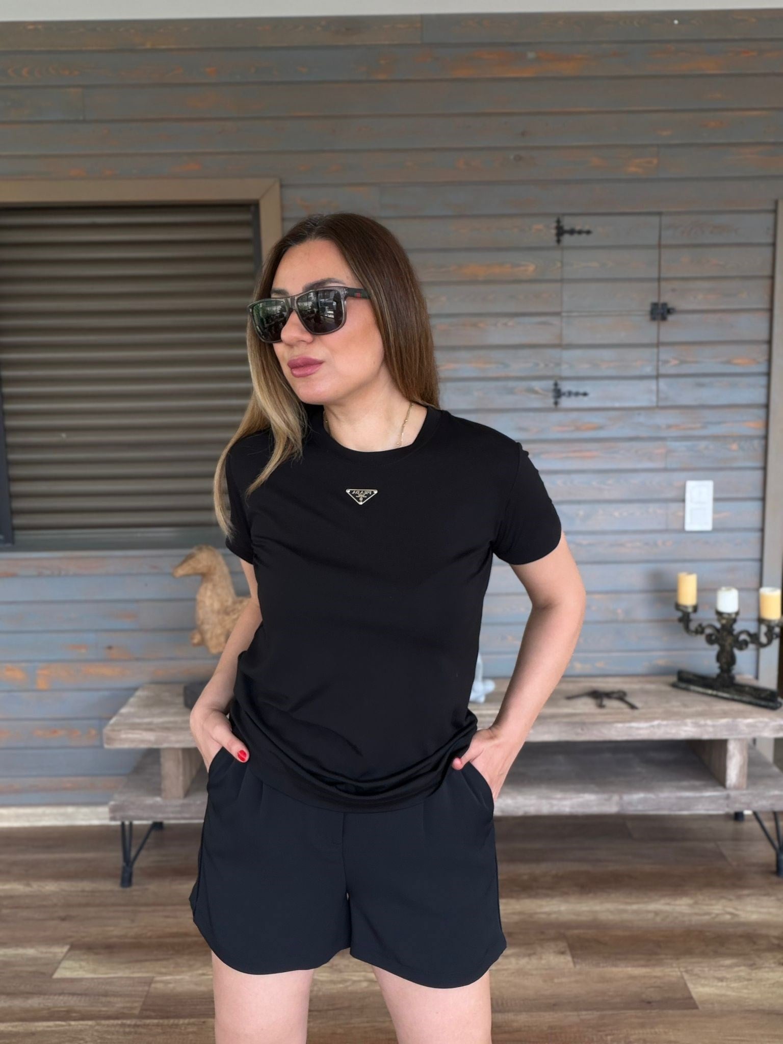Metal Logolu Modal Kumaş T-Shirt