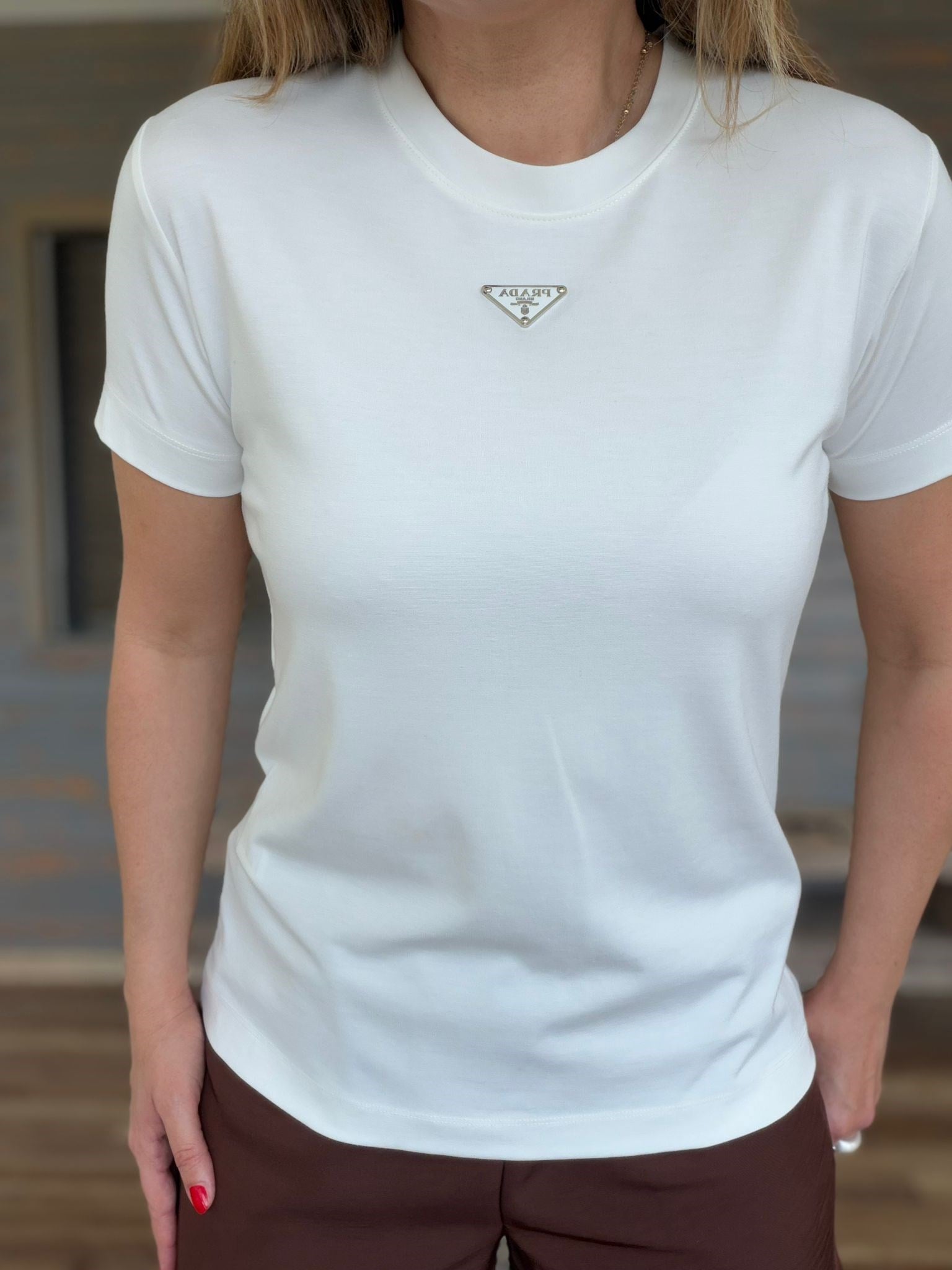 Metal Logolu Modal Kumaş T-Shirt