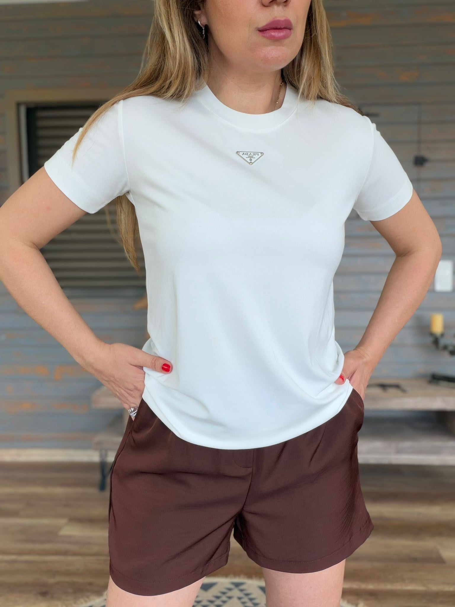Metal Logolu Modal Kumaş T-Shirt