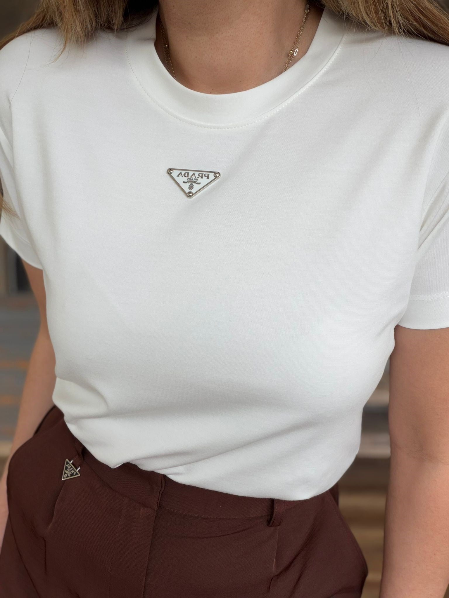Metal Logolu Modal Kumaş T-Shirt
