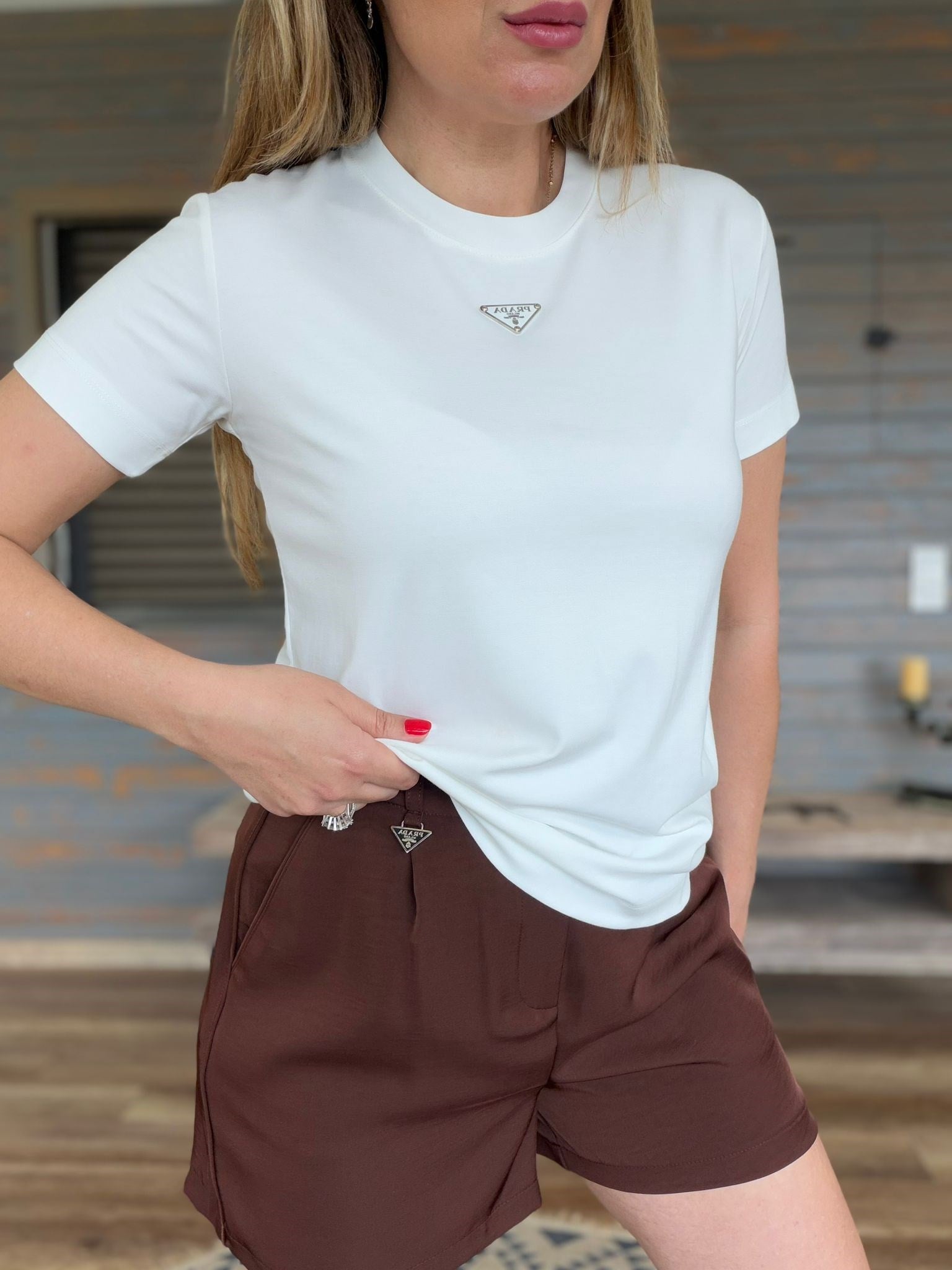Metal Logolu Modal Kumaş T-Shirt