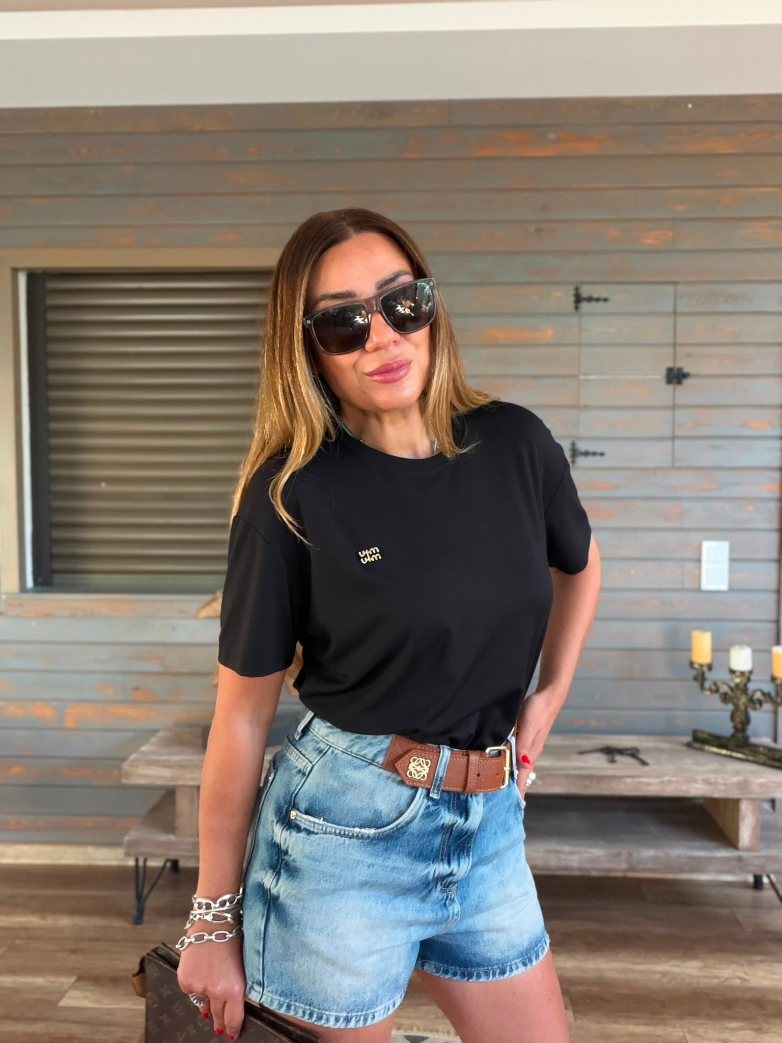 Metal Logolu Modal Kumaş T-Shirt