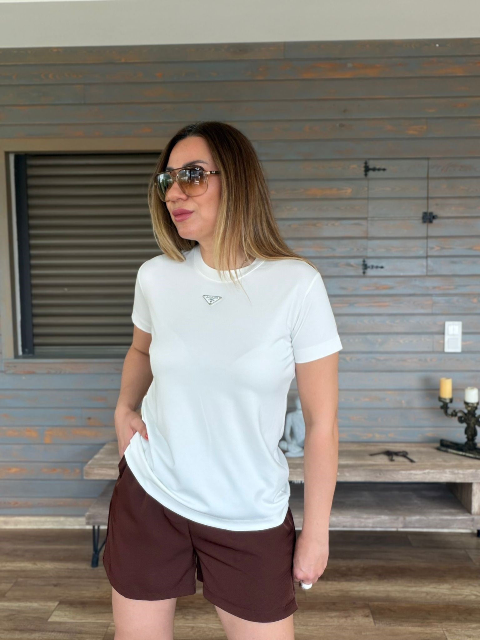 Metal Logolu Modal Kumaş T-Shirt