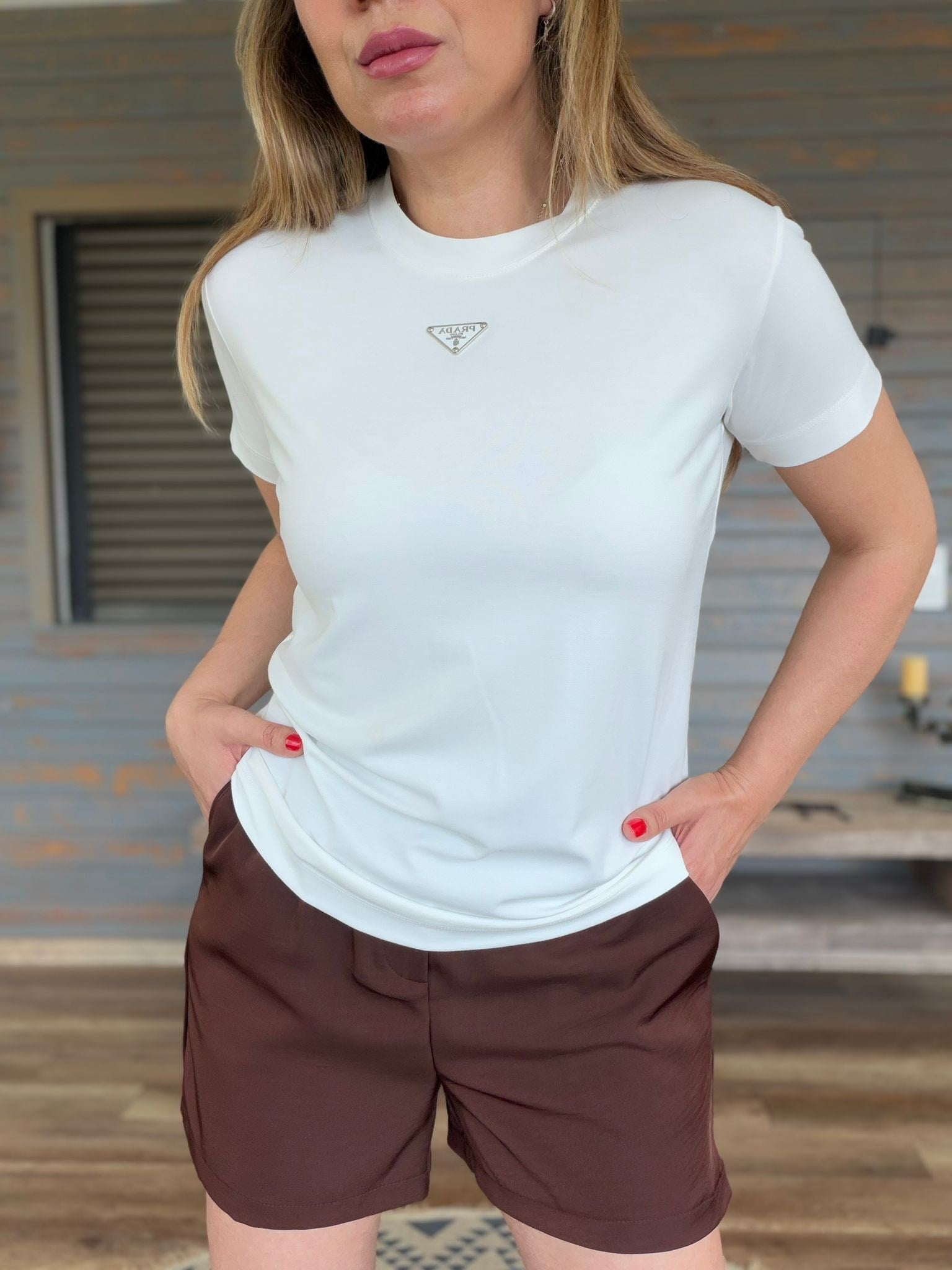 Metal Logolu Modal Kumaş T-Shirt