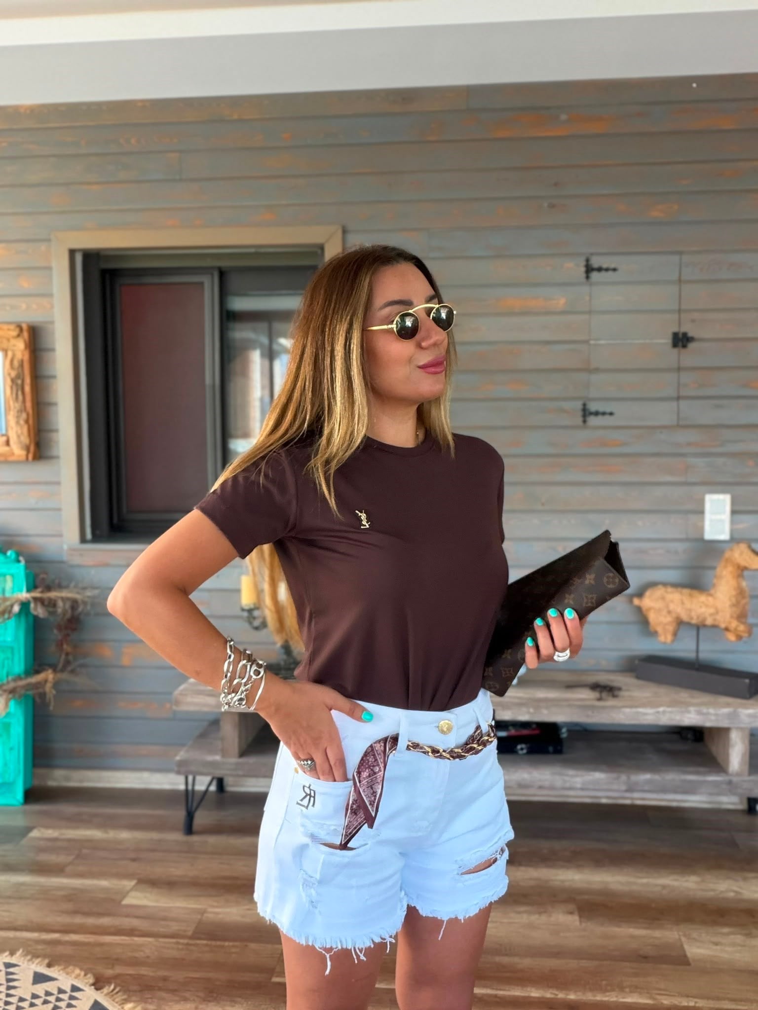 Metal Logolu Modal Kumaş T-Shirt