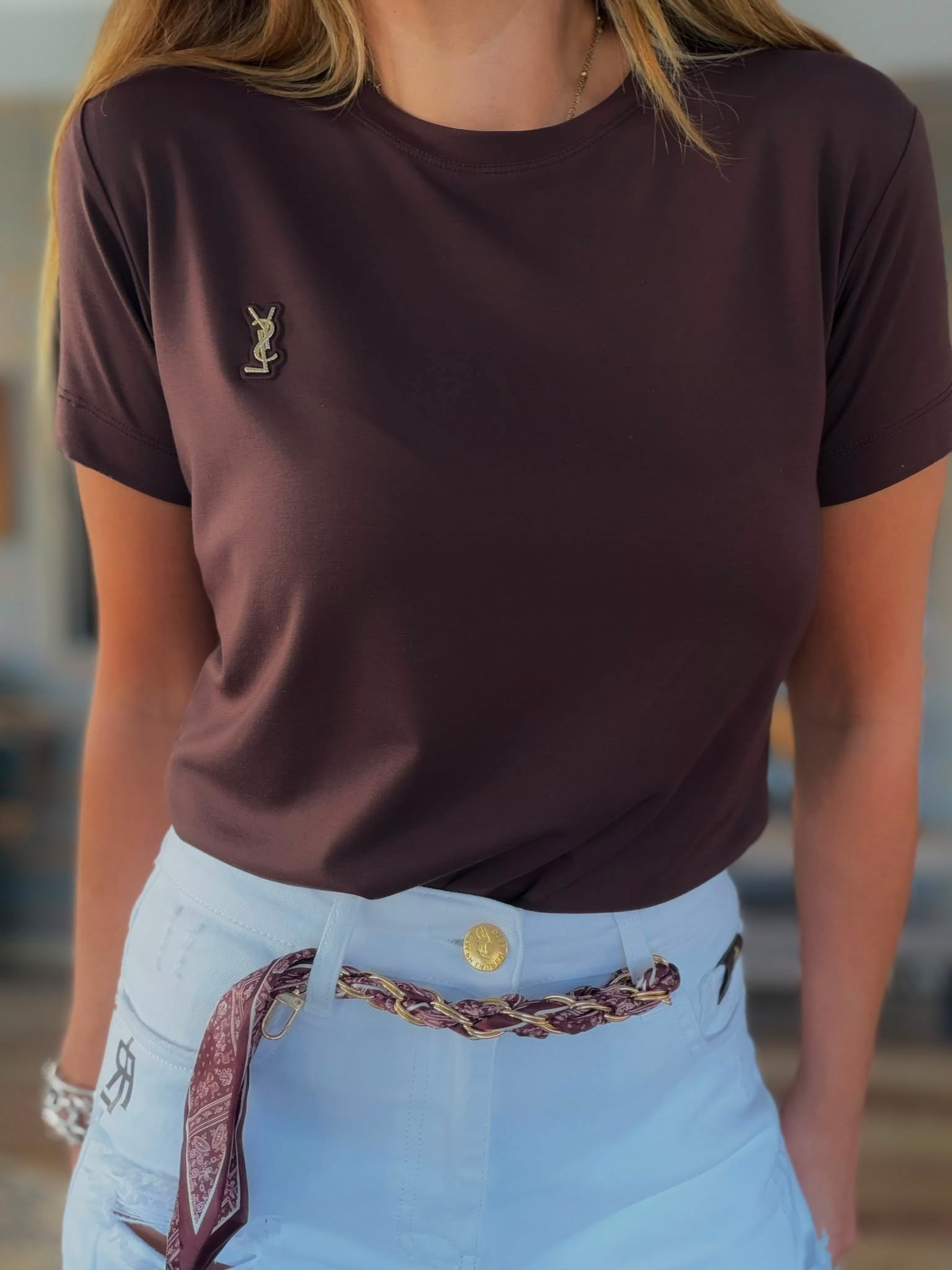 Metal Logolu Modal Kumaş T-Shirt