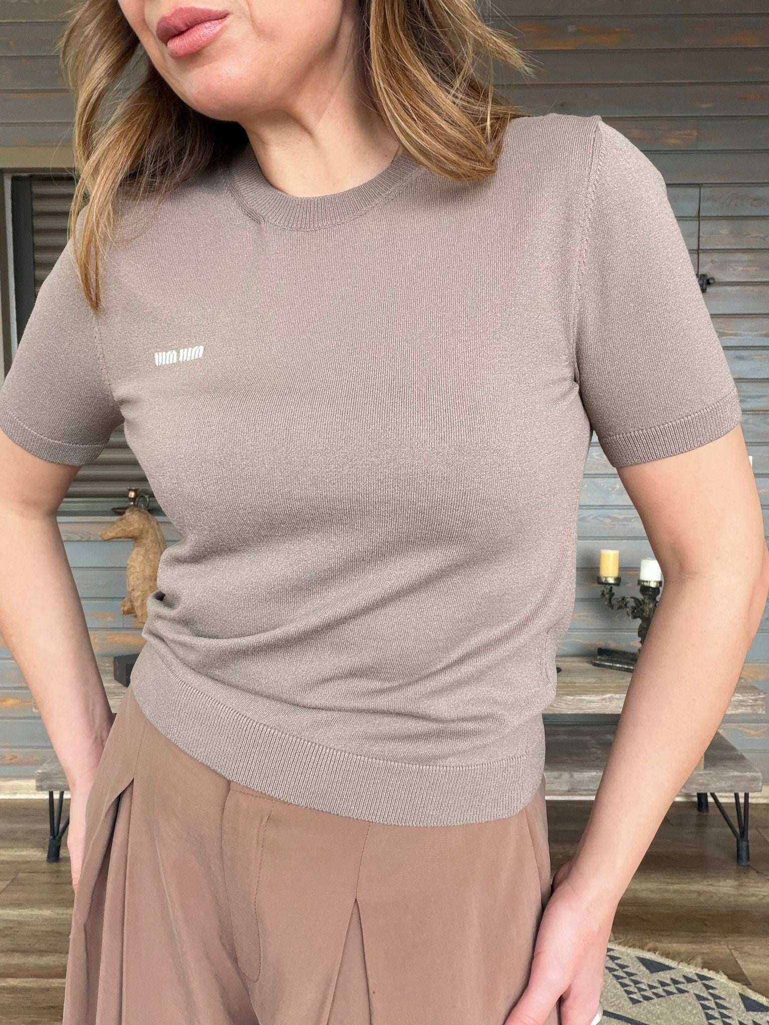 Nakış Logolu Basıc Triko T-Shirt