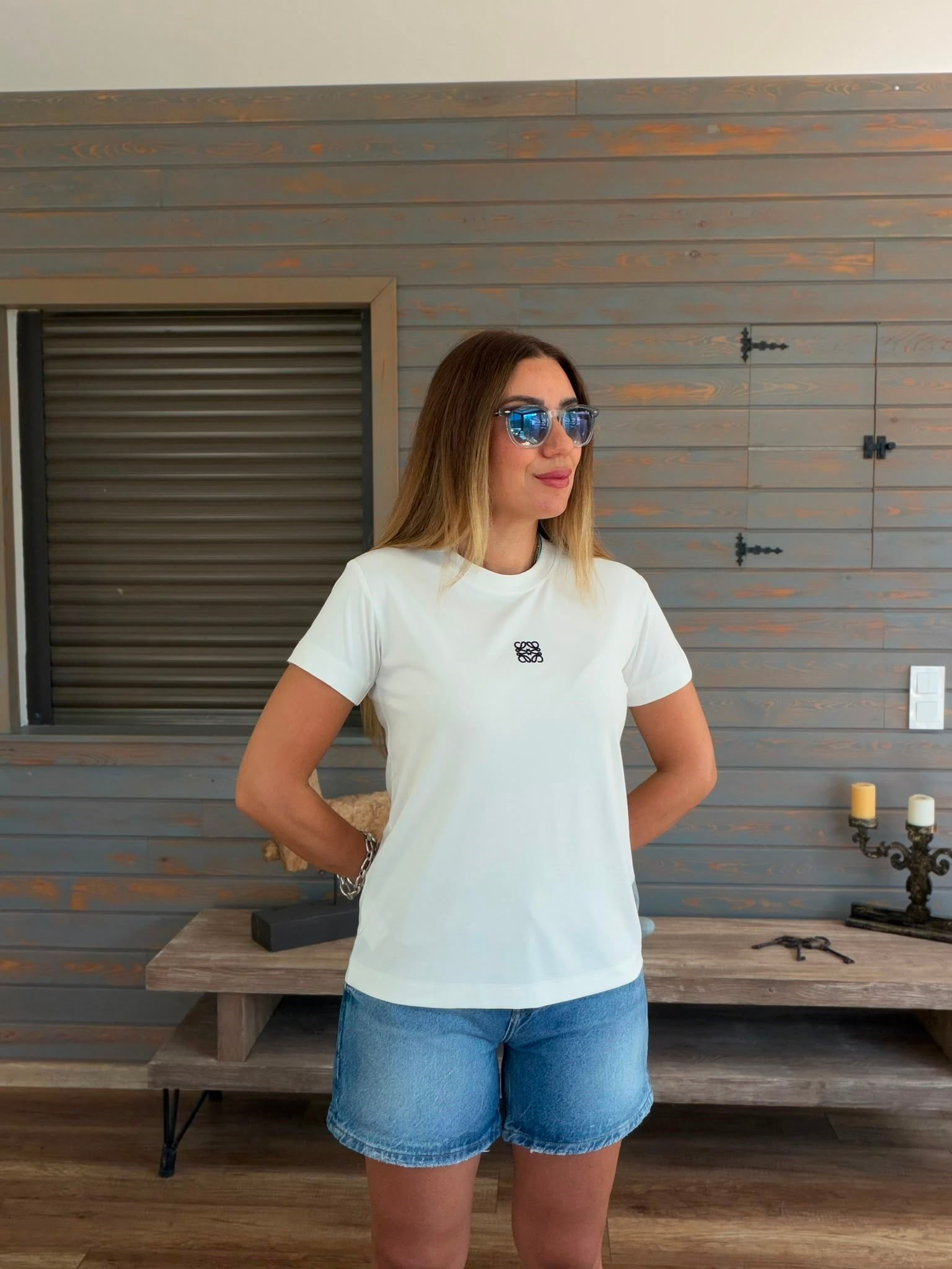 Nakış Logolu Bisiklet Yaka T-Shirt