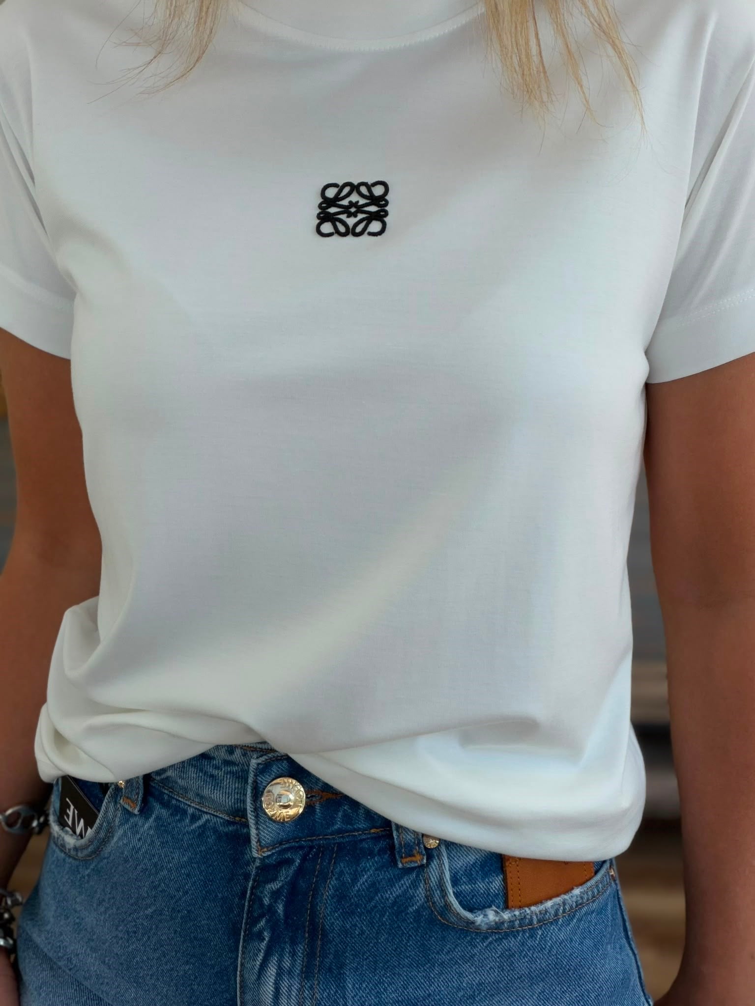 Nakış Logolu Bisiklet Yaka T-Shirt