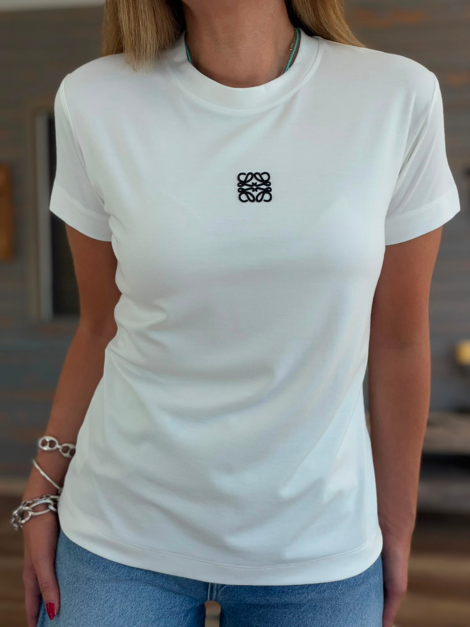 Nakış Logolu Bisiklet Yaka T-Shirt
