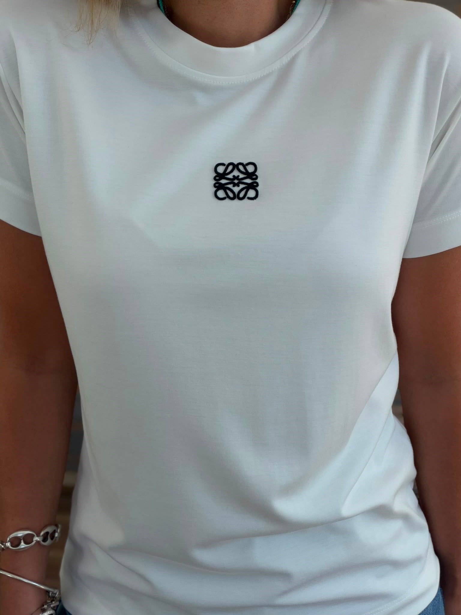Nakış Logolu Bisiklet Yaka T-Shirt
