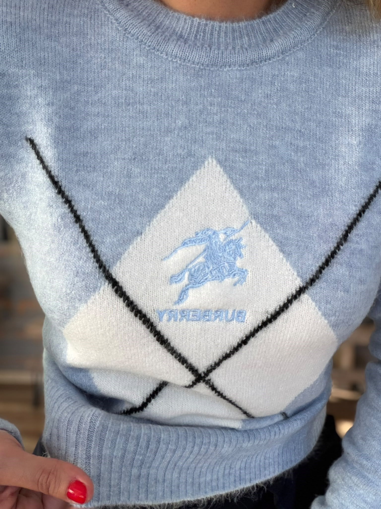 Nakış Logolu Bisiklet Yaka Yün Kazak