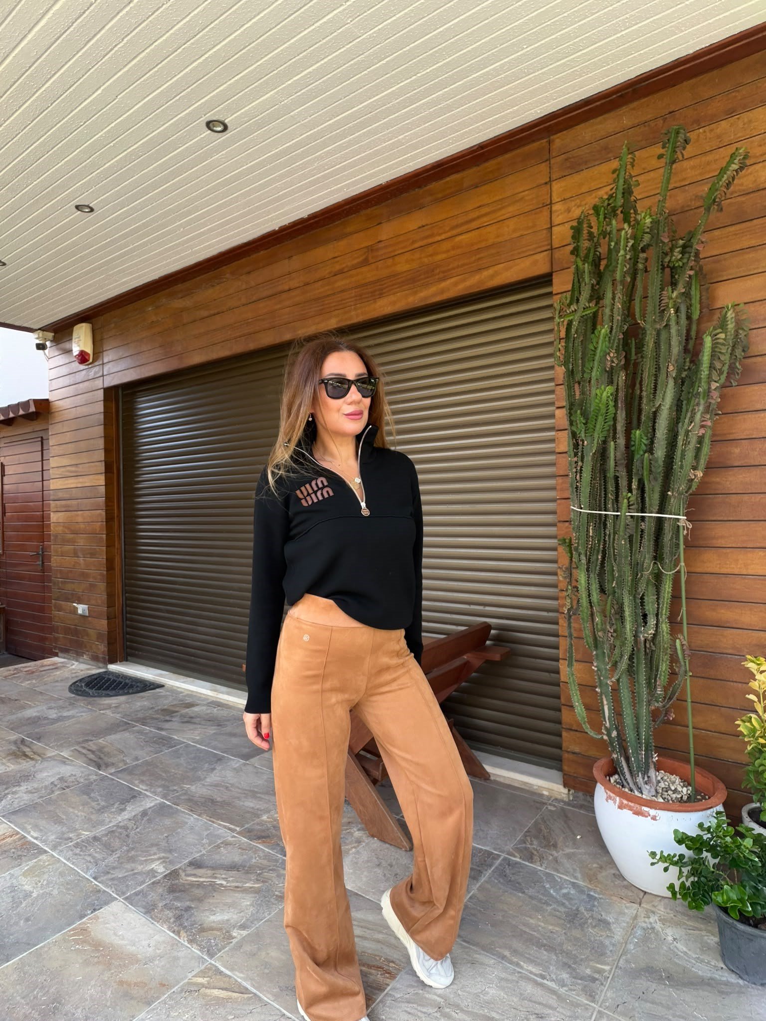Nakış Logolu Geniş Paça Süet Pantolon