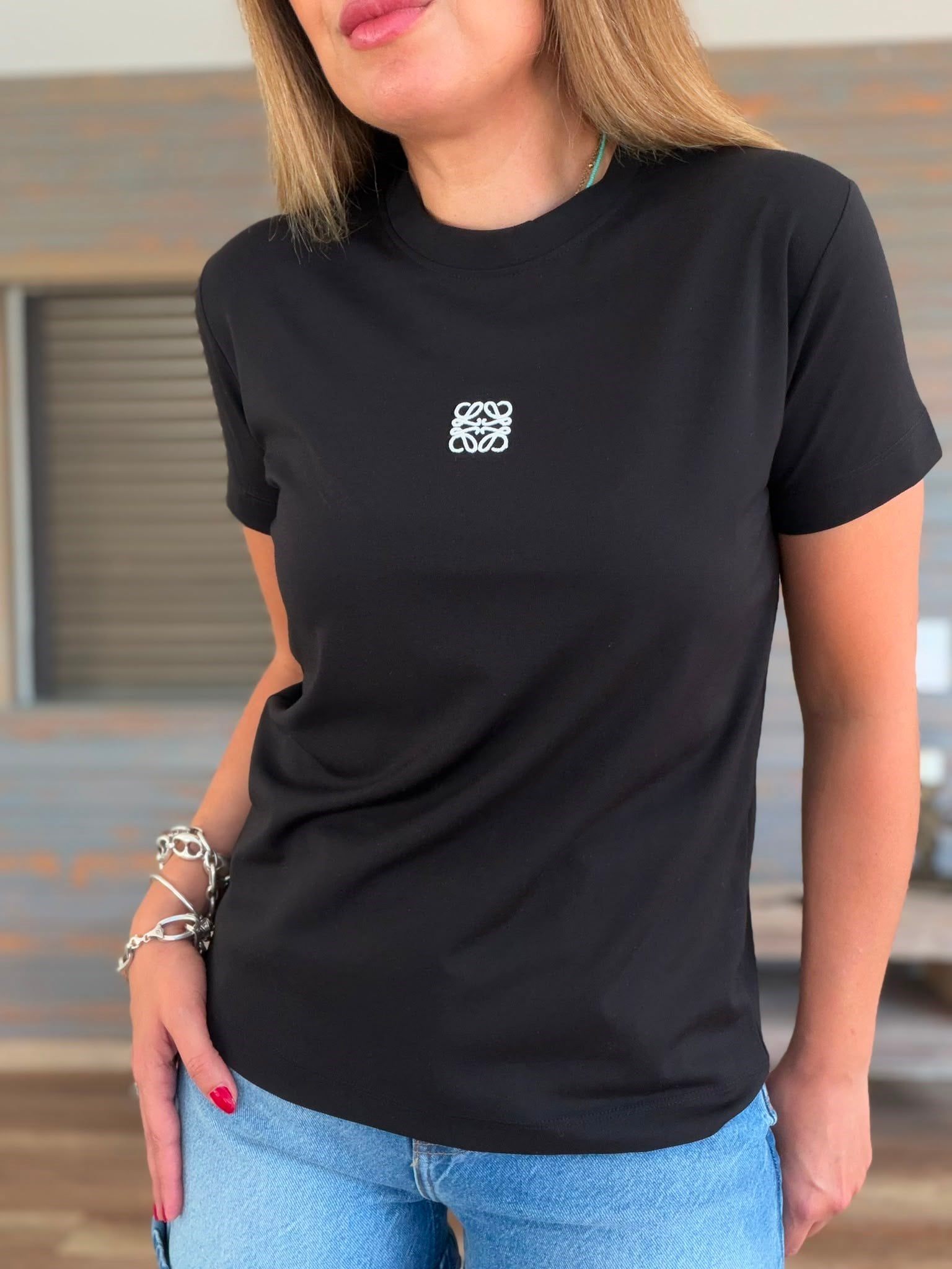Nakış Logolu Modal Kumaş T-Shirt