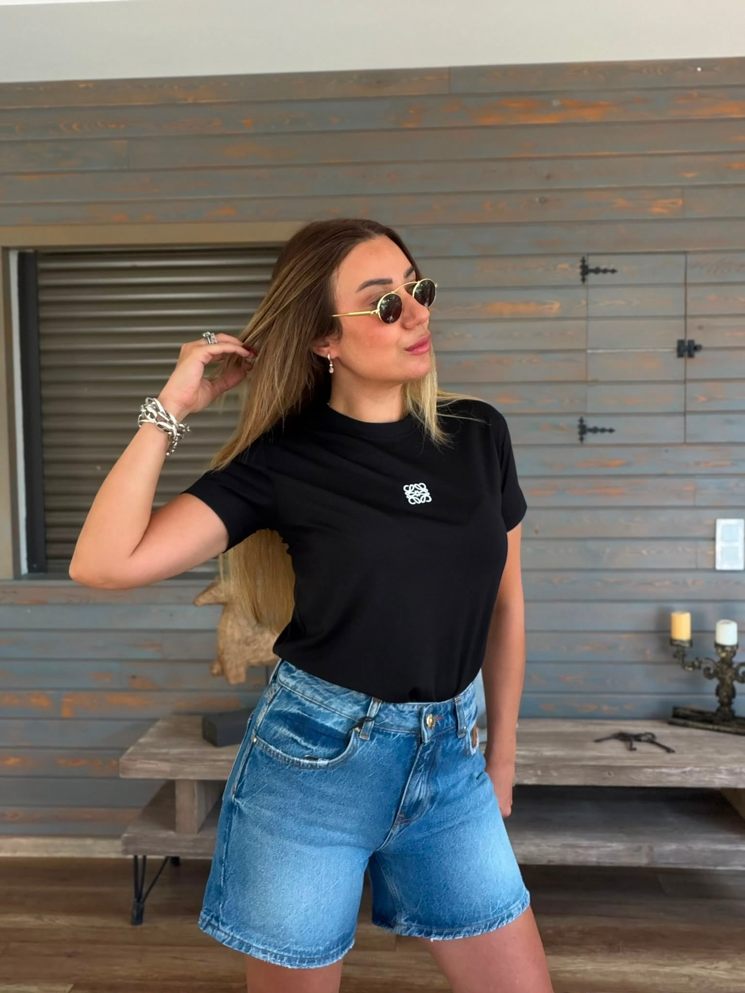 Nakış Logolu Modal Kumaş T-Shirt