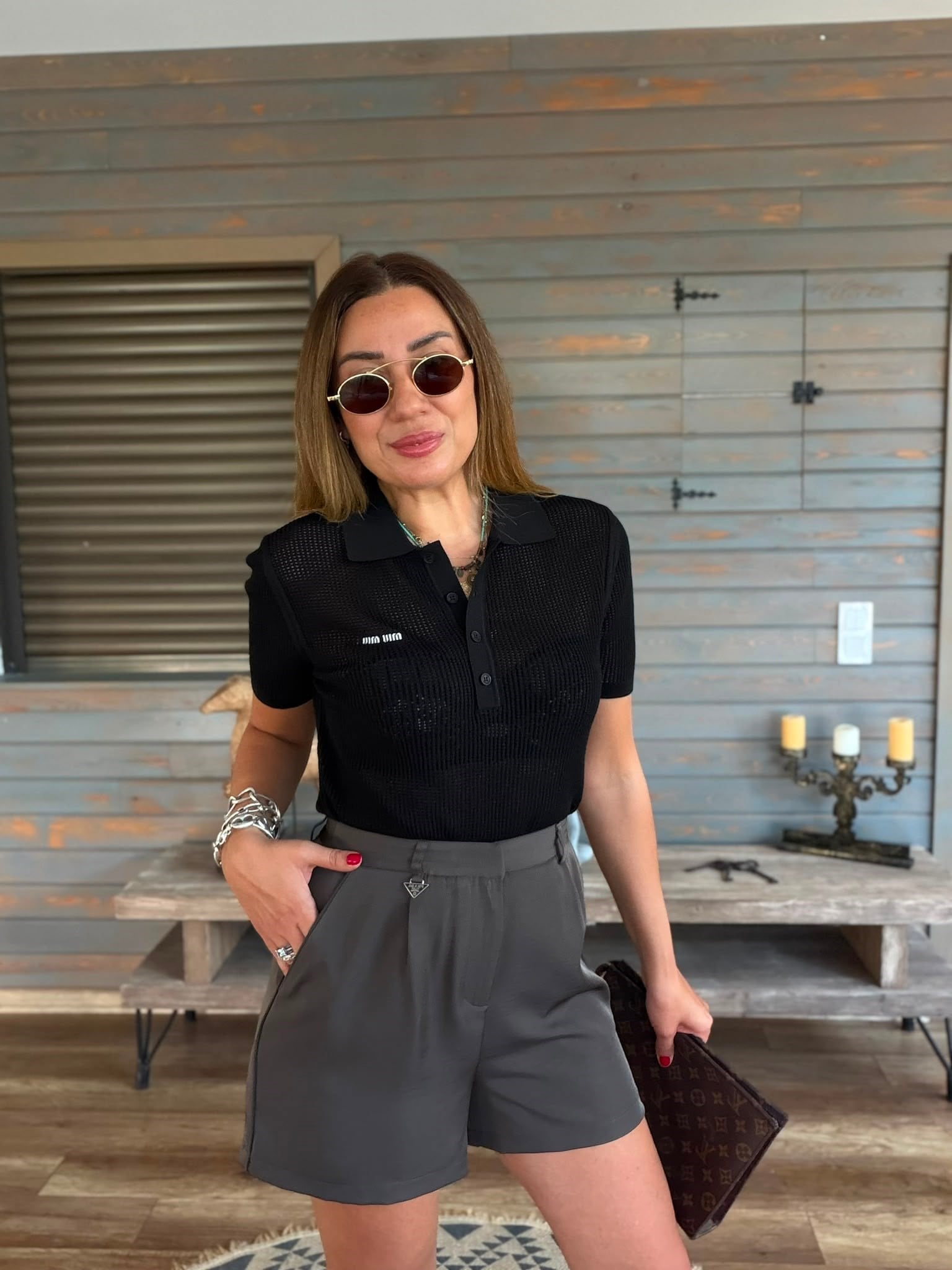 Nakış Logolu Örme Triko Yakalı T-Shirt
