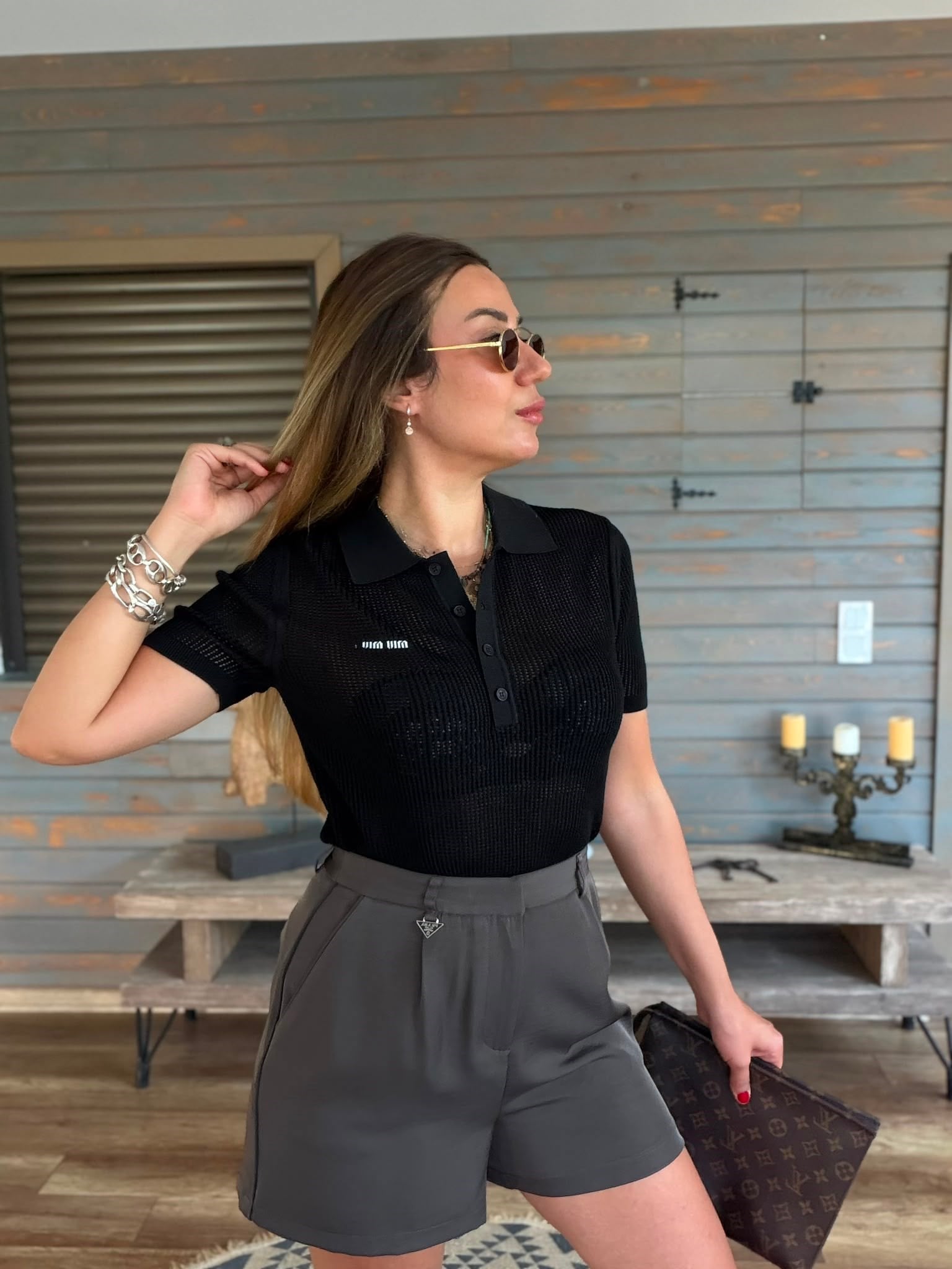 Nakış Logolu Örme Triko Yakalı T-Shirt