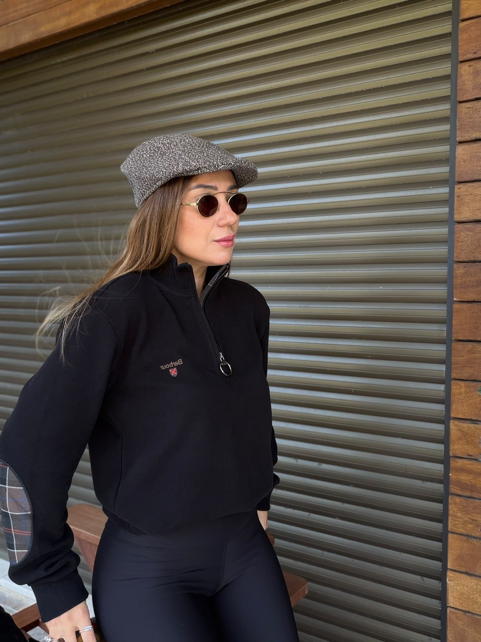 Nakış Logolu Yama Detaylı Yarım Fermuarlı Selanik Sweatshirt