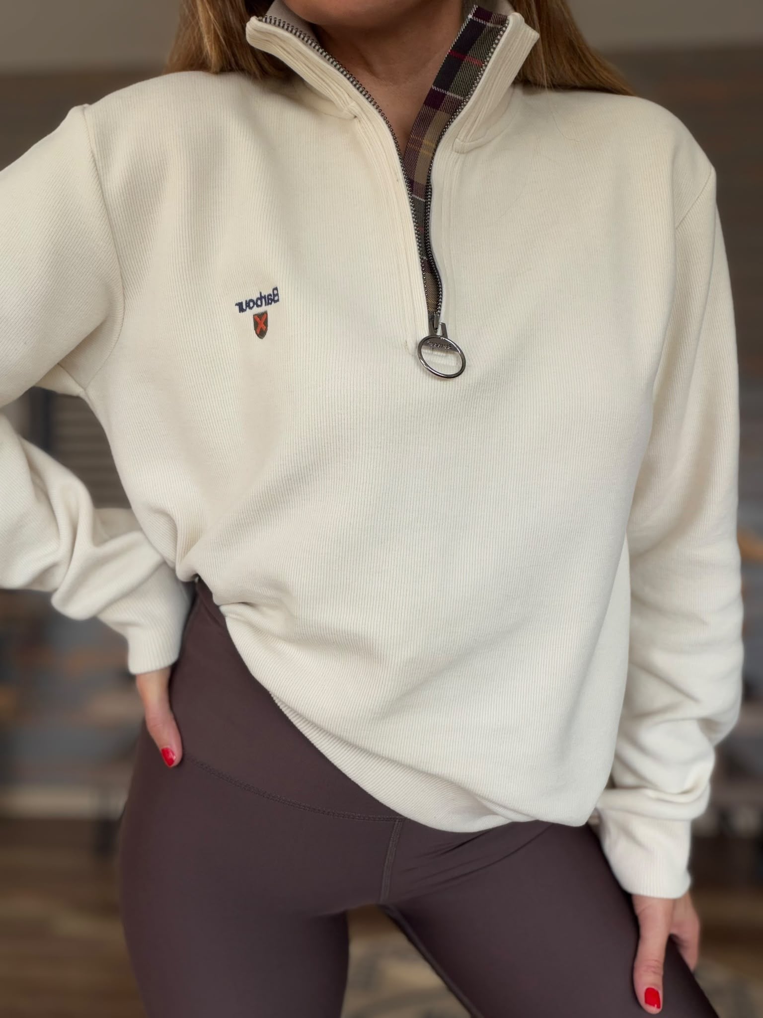 Nakış Logolu Yama Detaylı Yarım Fermuarlı Selanik Sweatshirt