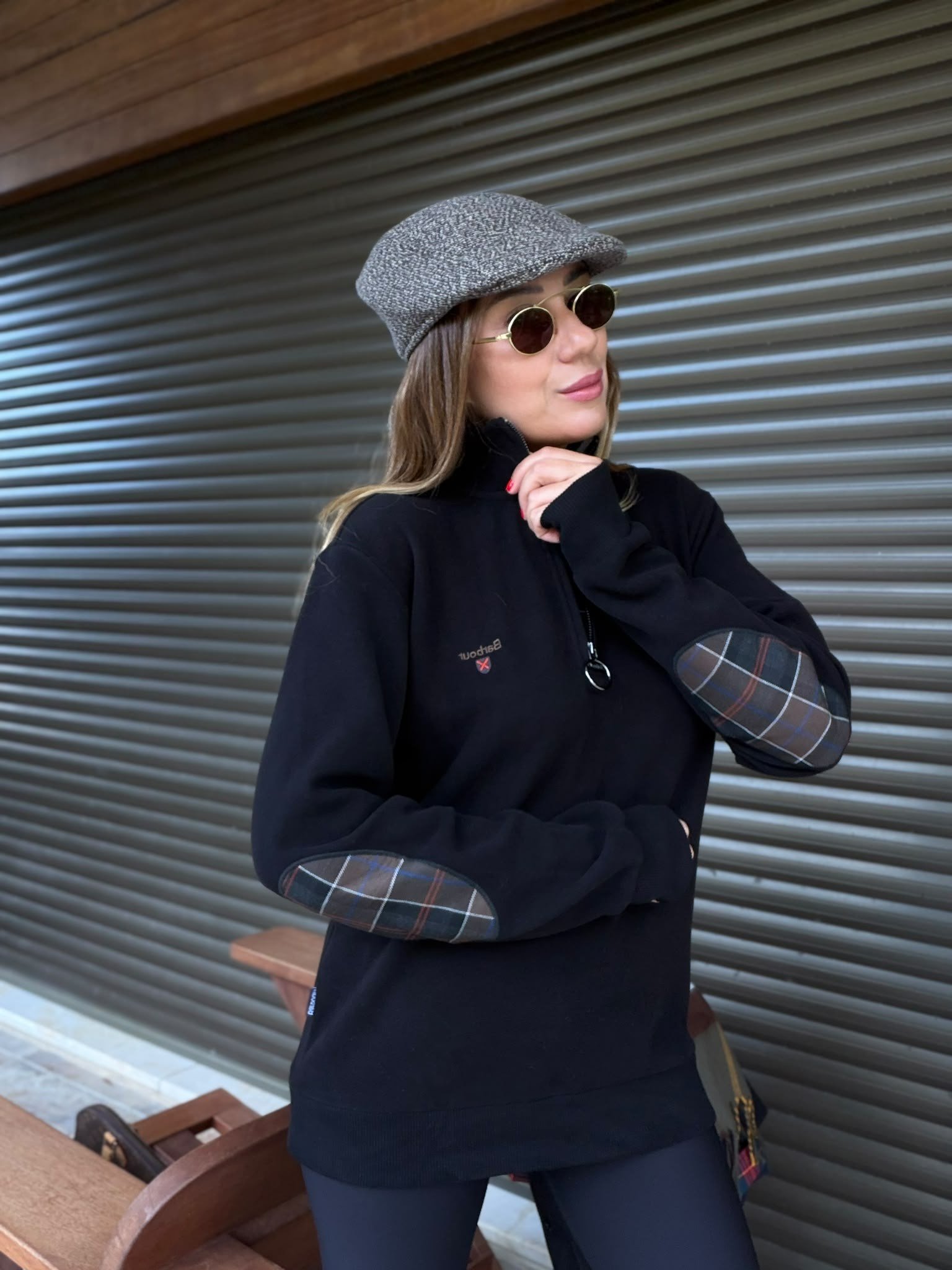 Nakış Logolu Yama Detaylı Yarım Fermuarlı Selanik Sweatshirt