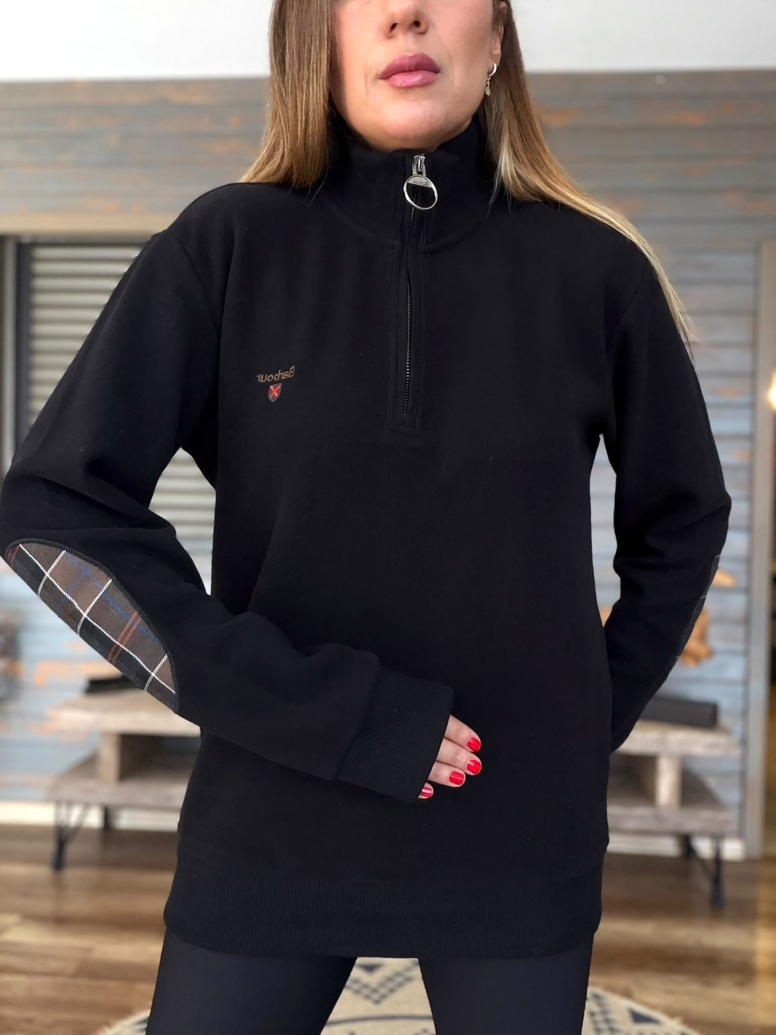 Nakış Logolu Yama Detaylı Yarım Fermuarlı Selanik Sweatshirt