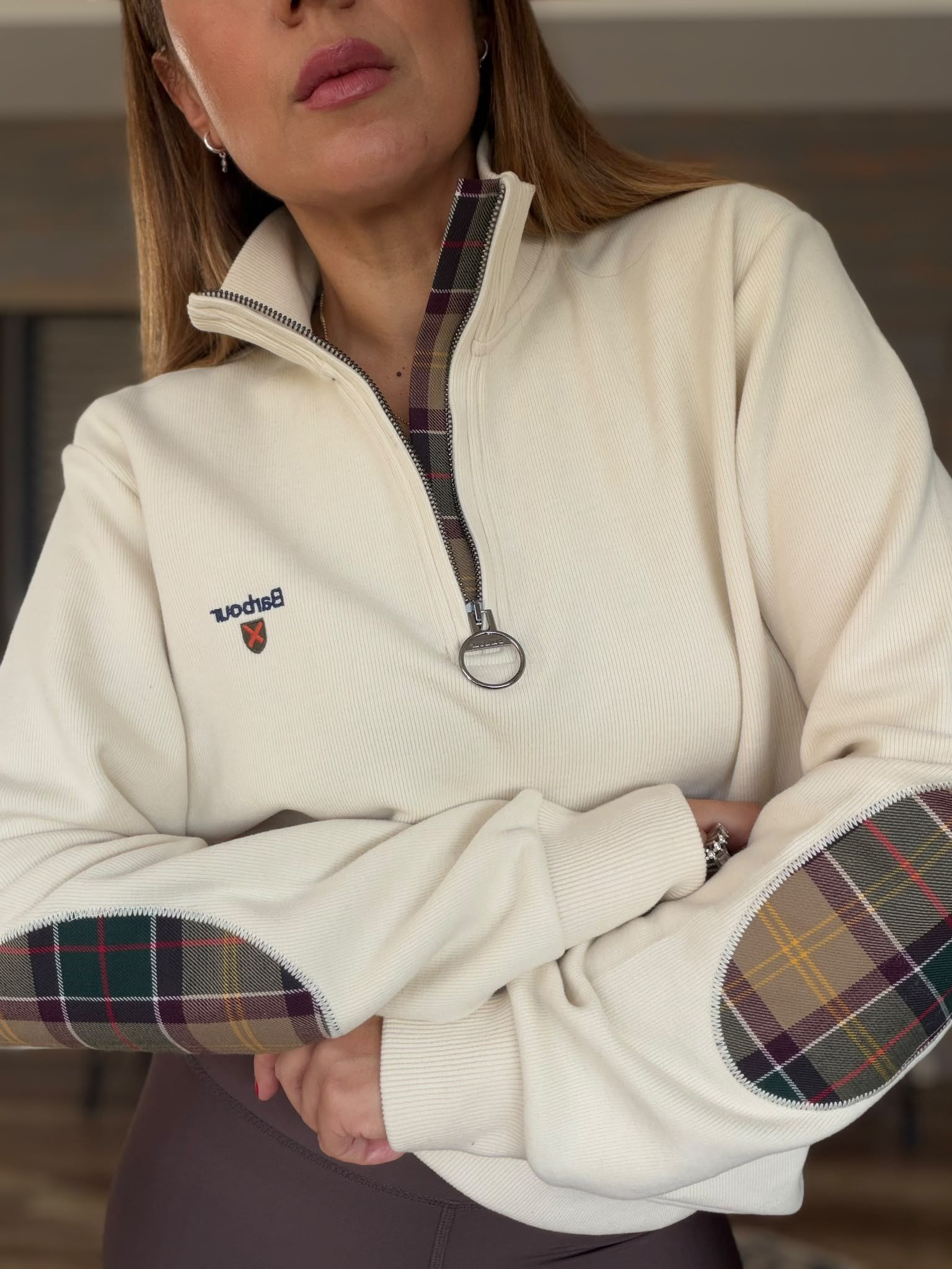 Nakış Logolu Yama Detaylı Yarım Fermuarlı Selanik Sweatshirt