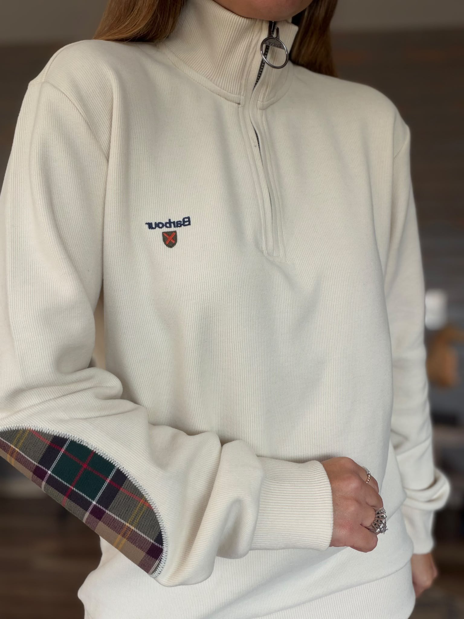 Nakış Logolu Yama Detaylı Yarım Fermuarlı Selanik Sweatshirt