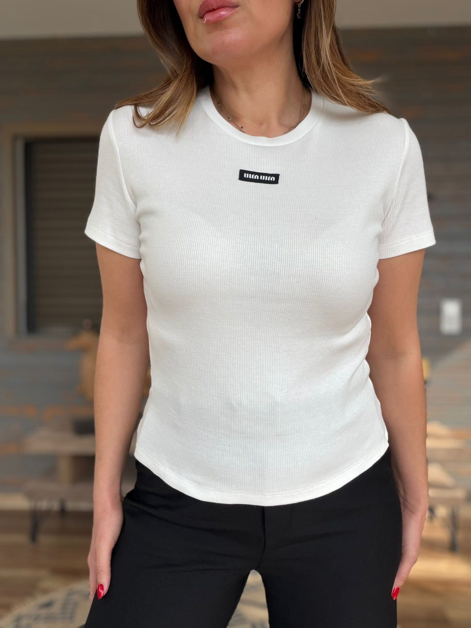 Ön Orta Armalı Basıc T-Shirt