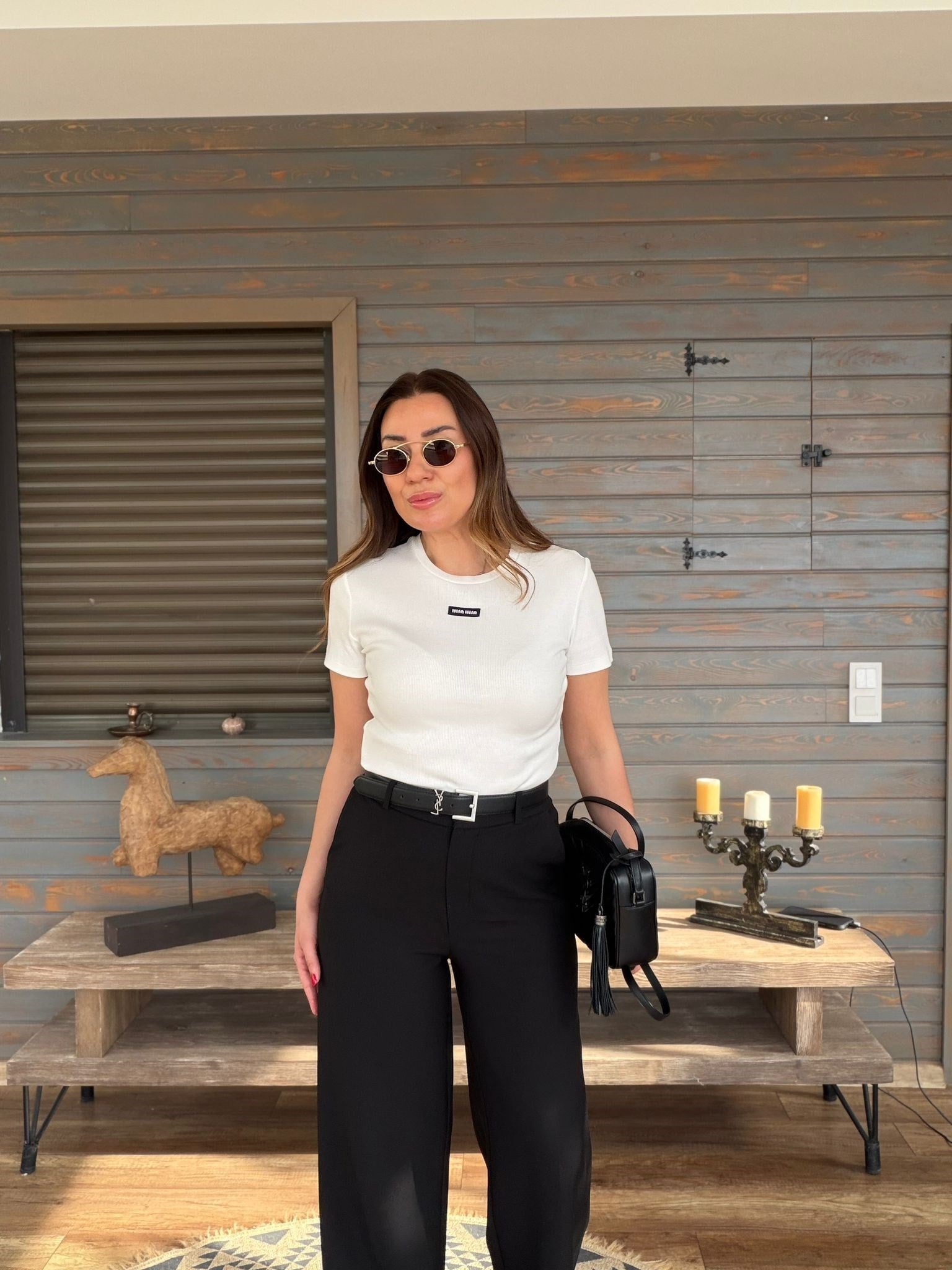 Ön Orta Armalı Basıc T-Shirt