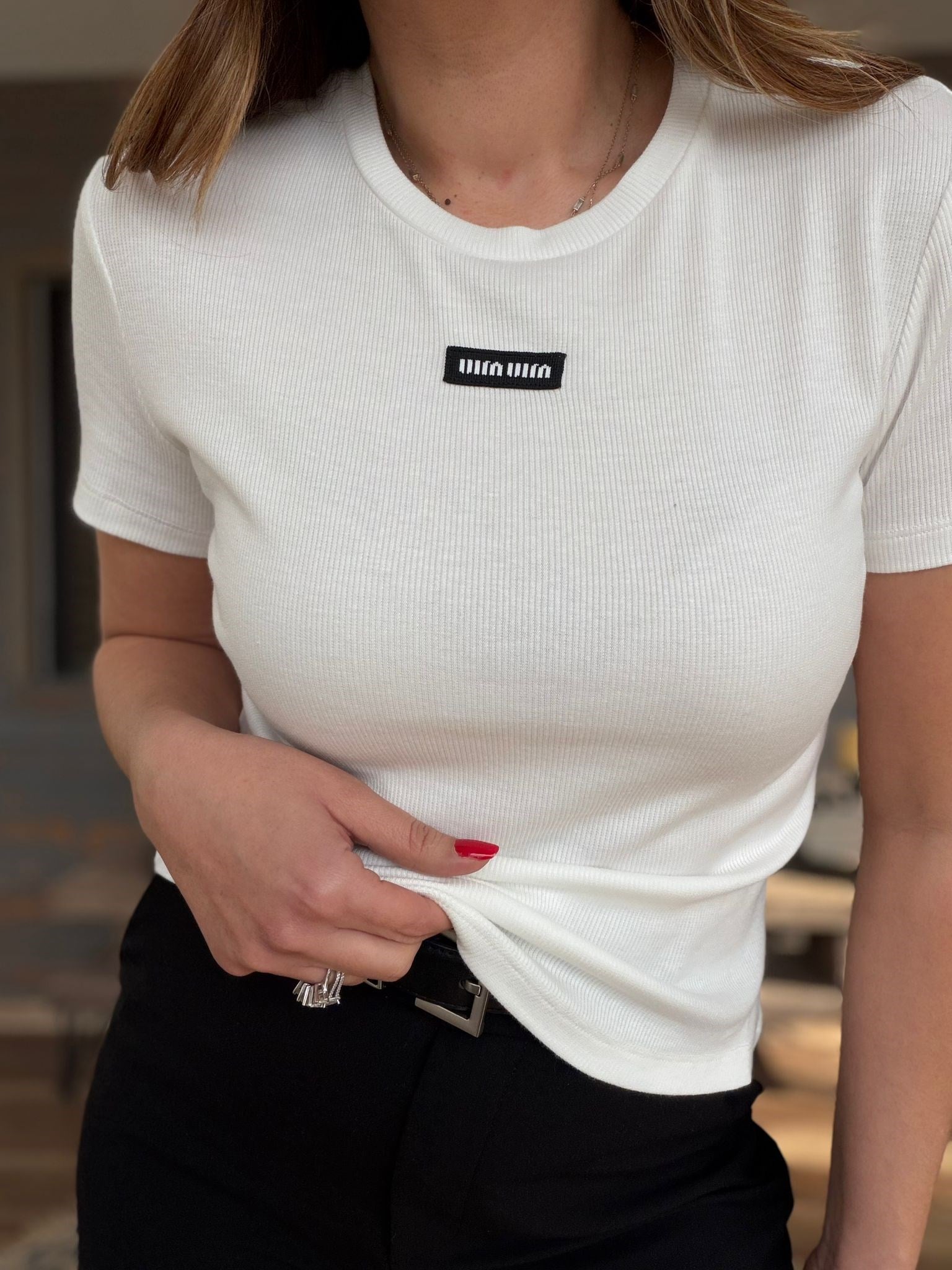 Ön Orta Armalı Basıc T-Shirt