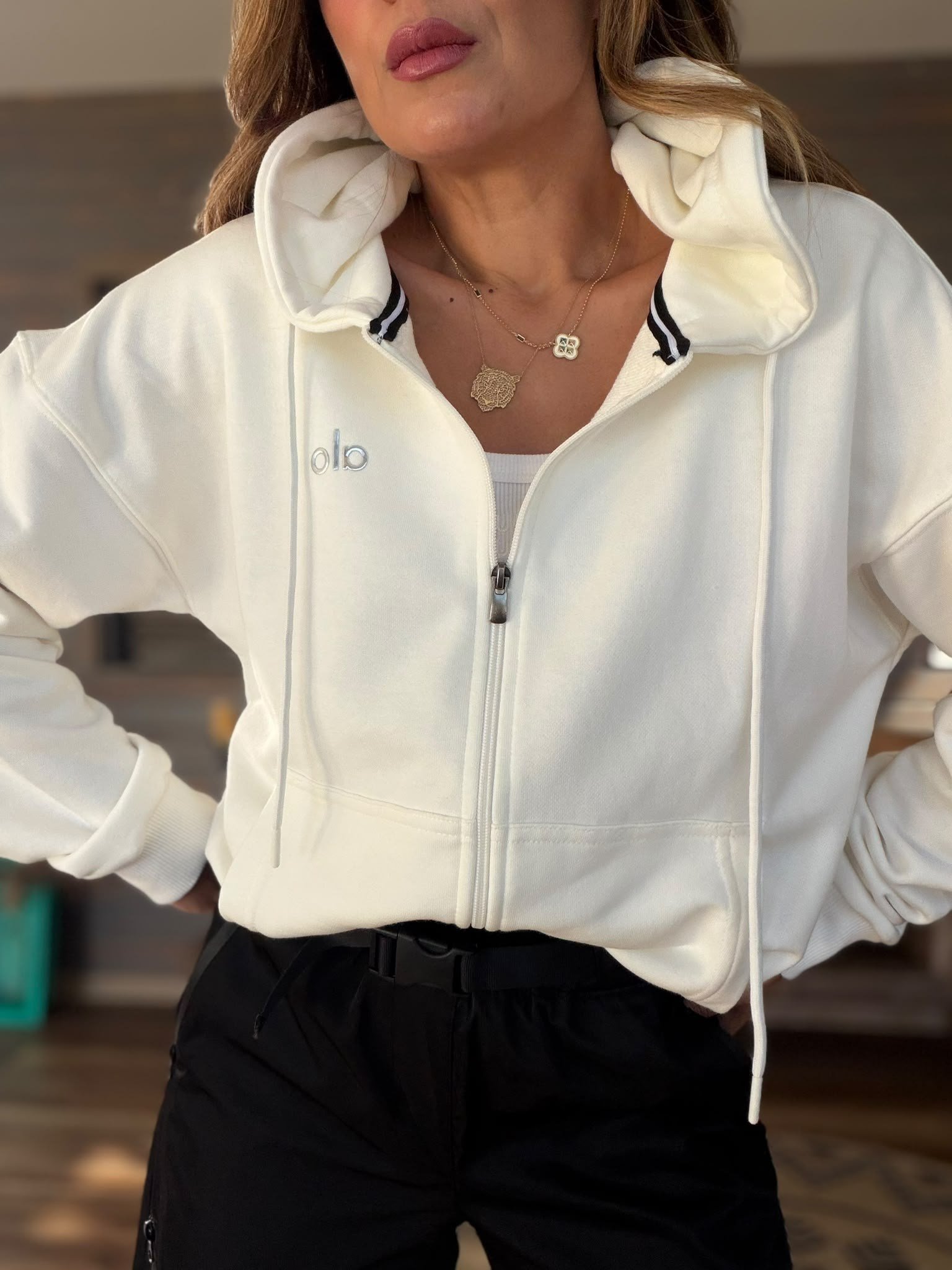 Slikon Gümüş Logolu Tam Fermuarlı Sweatshirt