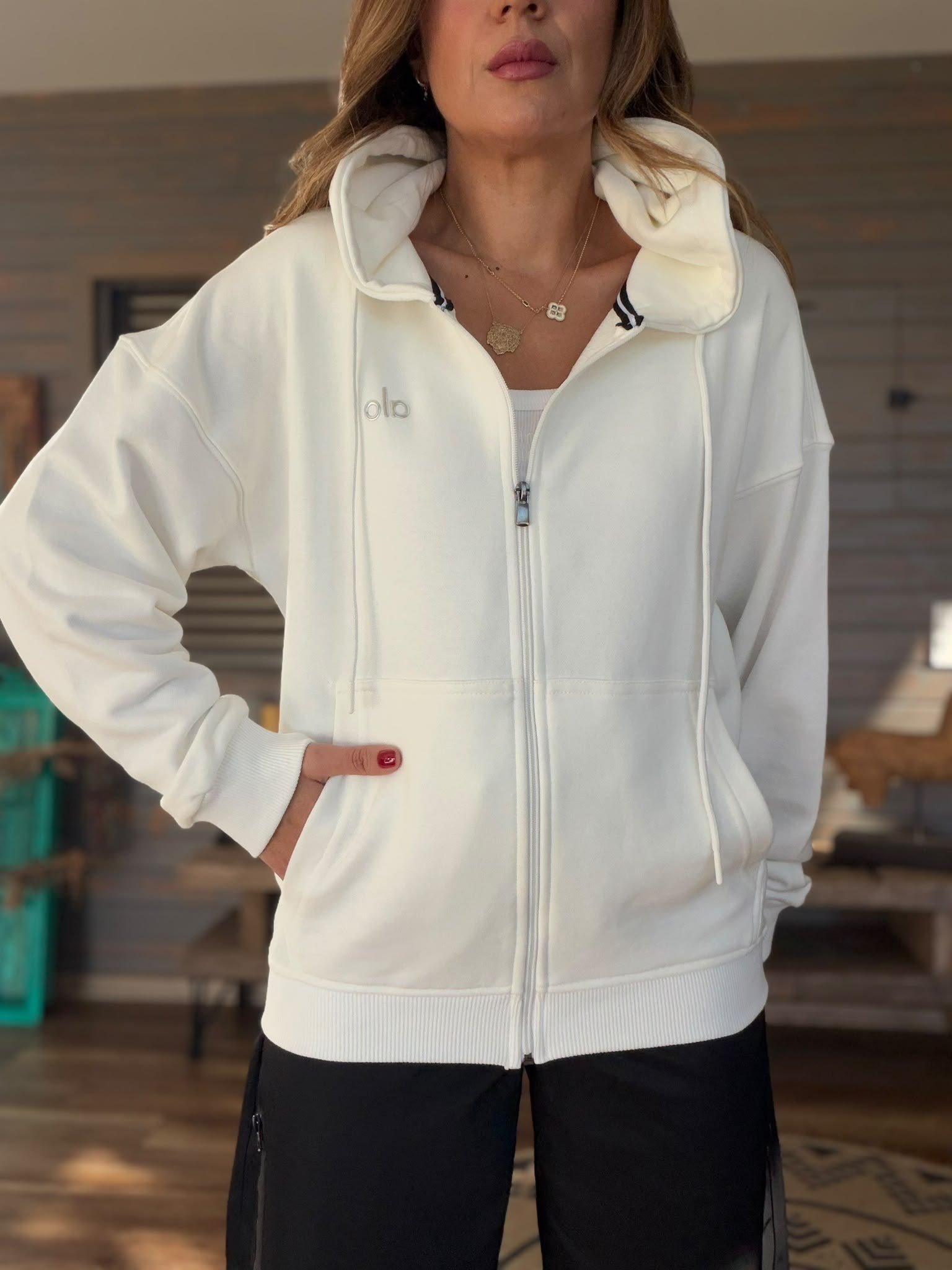 Slikon Gümüş Logolu Tam Fermuarlı Sweatshirt