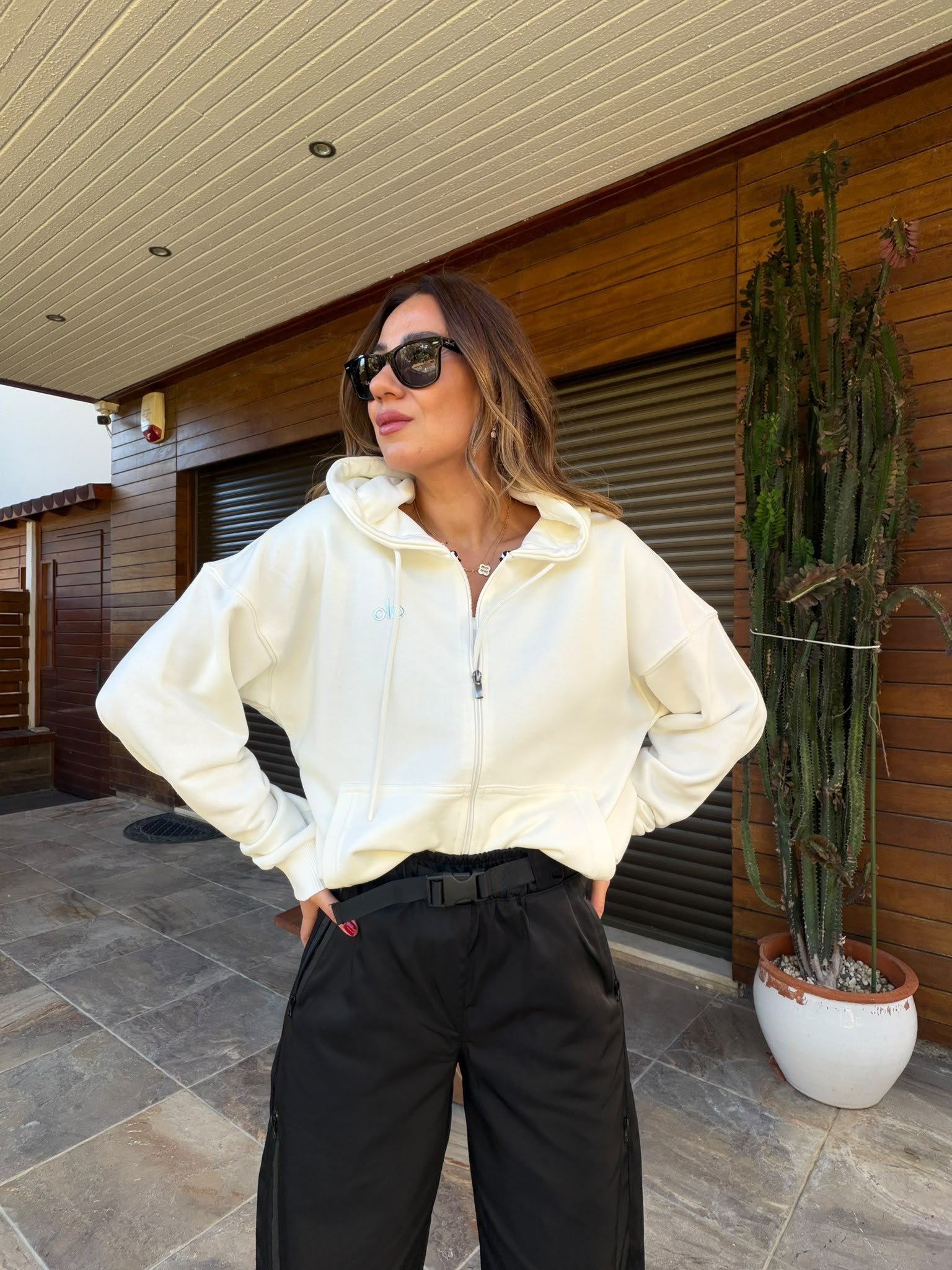 Slikon Gümüş Logolu Tam Fermuarlı Sweatshirt