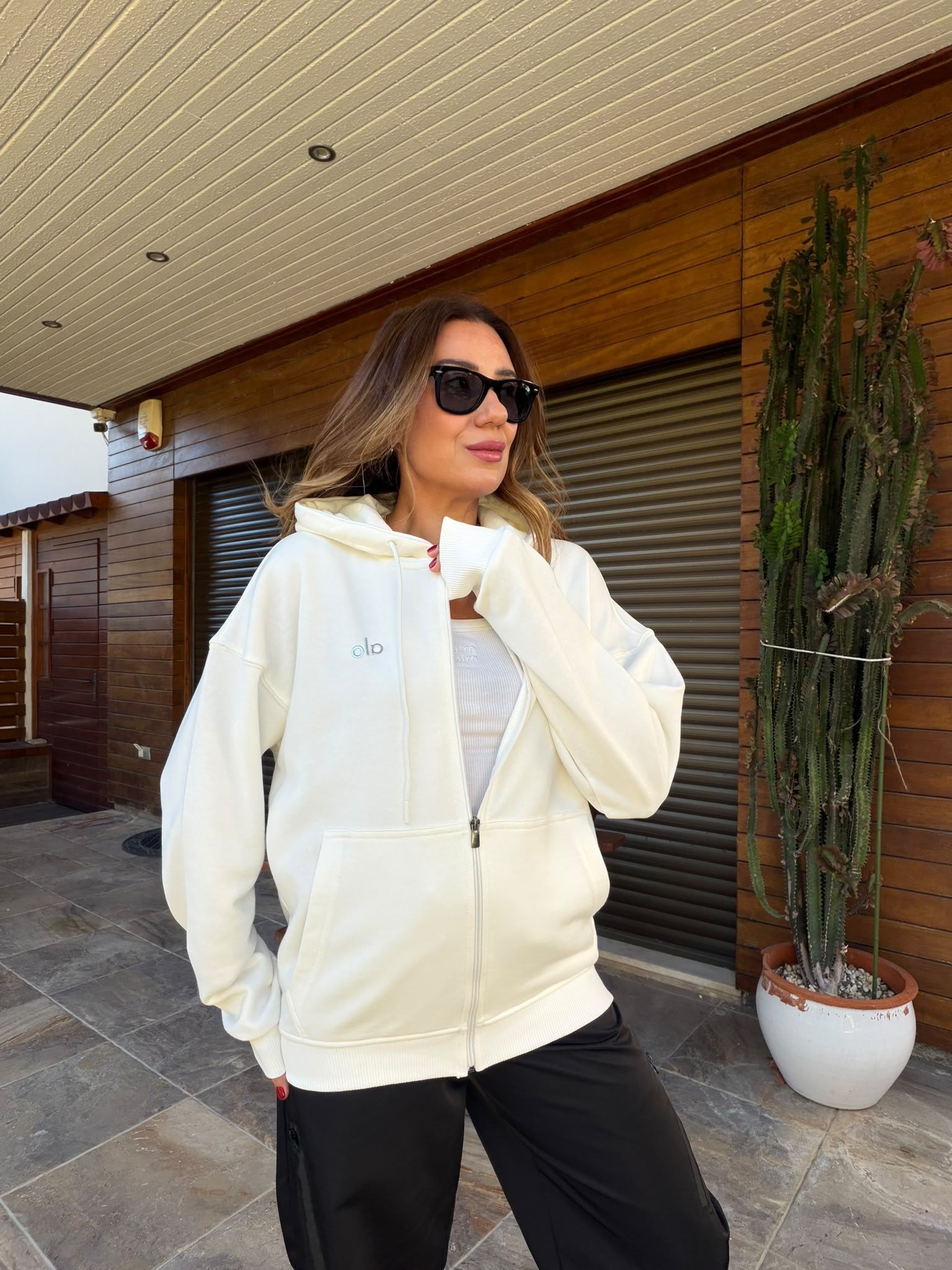 Slikon Gümüş Logolu Tam Fermuarlı Sweatshirt
