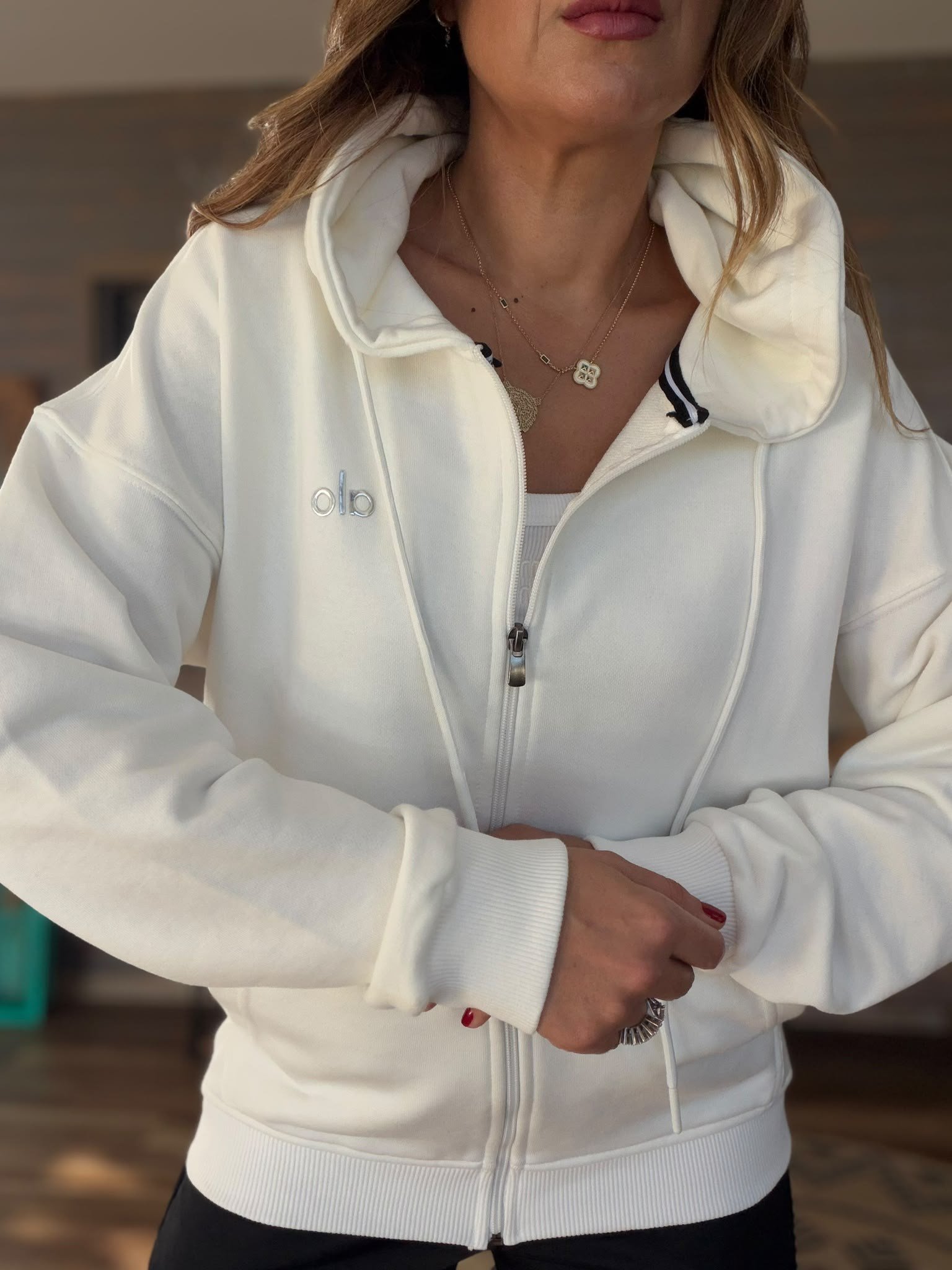 Slikon Gümüş Logolu Tam Fermuarlı Sweatshirt