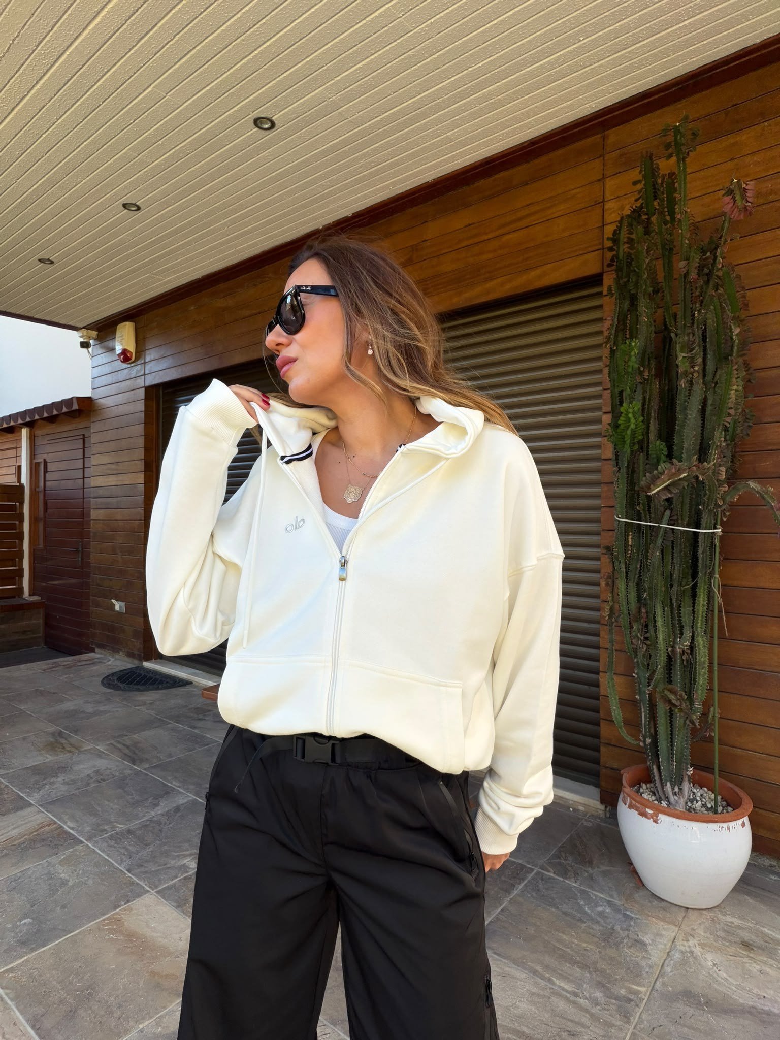 Slikon Gümüş Logolu Tam Fermuarlı Sweatshirt