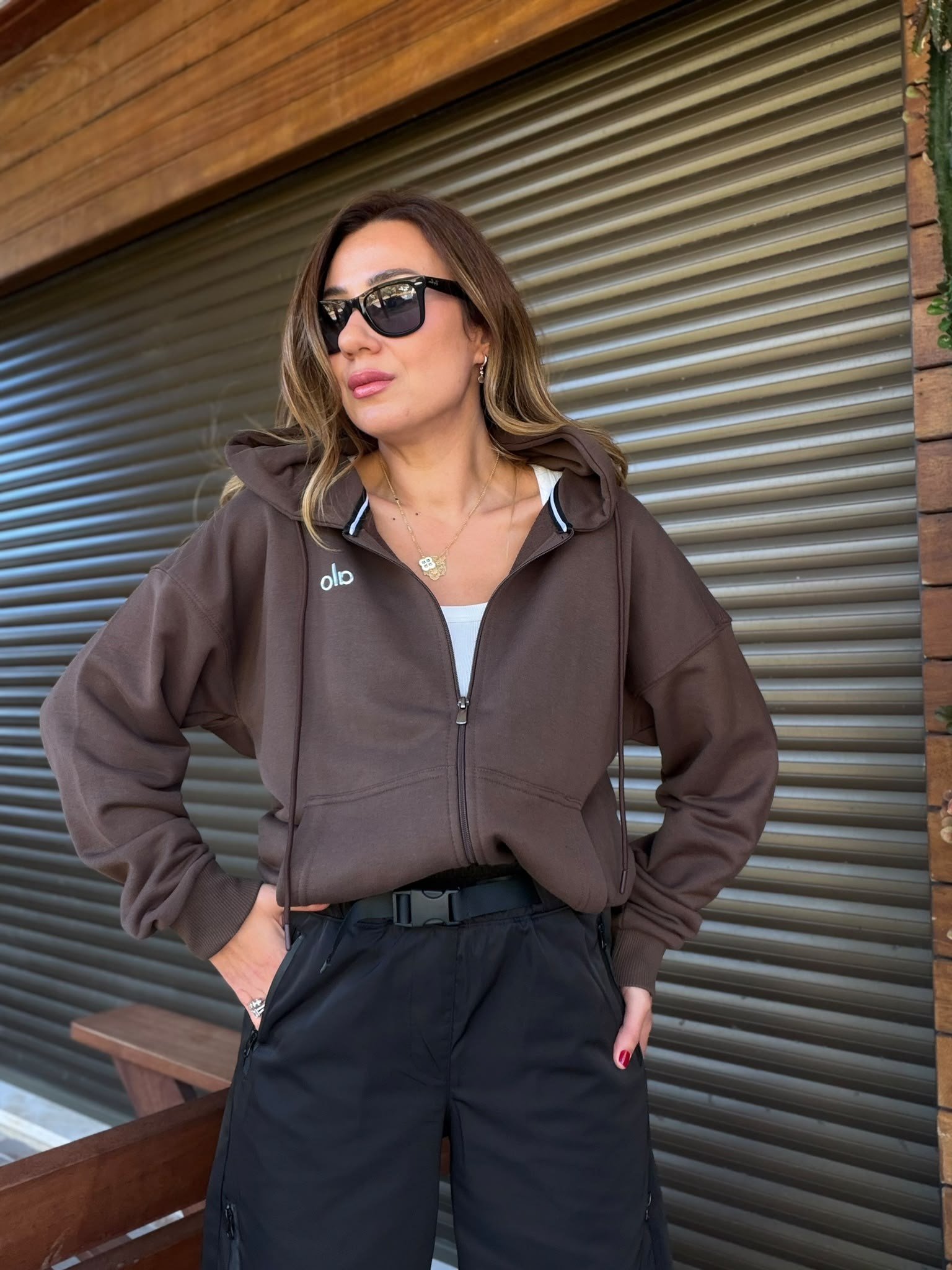 Slikon Gümüş Logolu Tam Fermuarlı Sweatshirt
