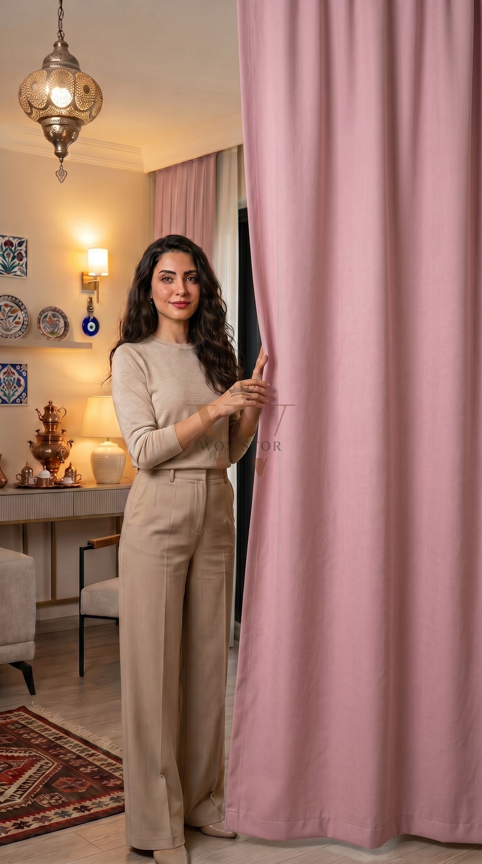 Pembe Fon Perde, Güneşlik Blackout Karartma, Salon Yatak Odası Mutfak Cam Balkon