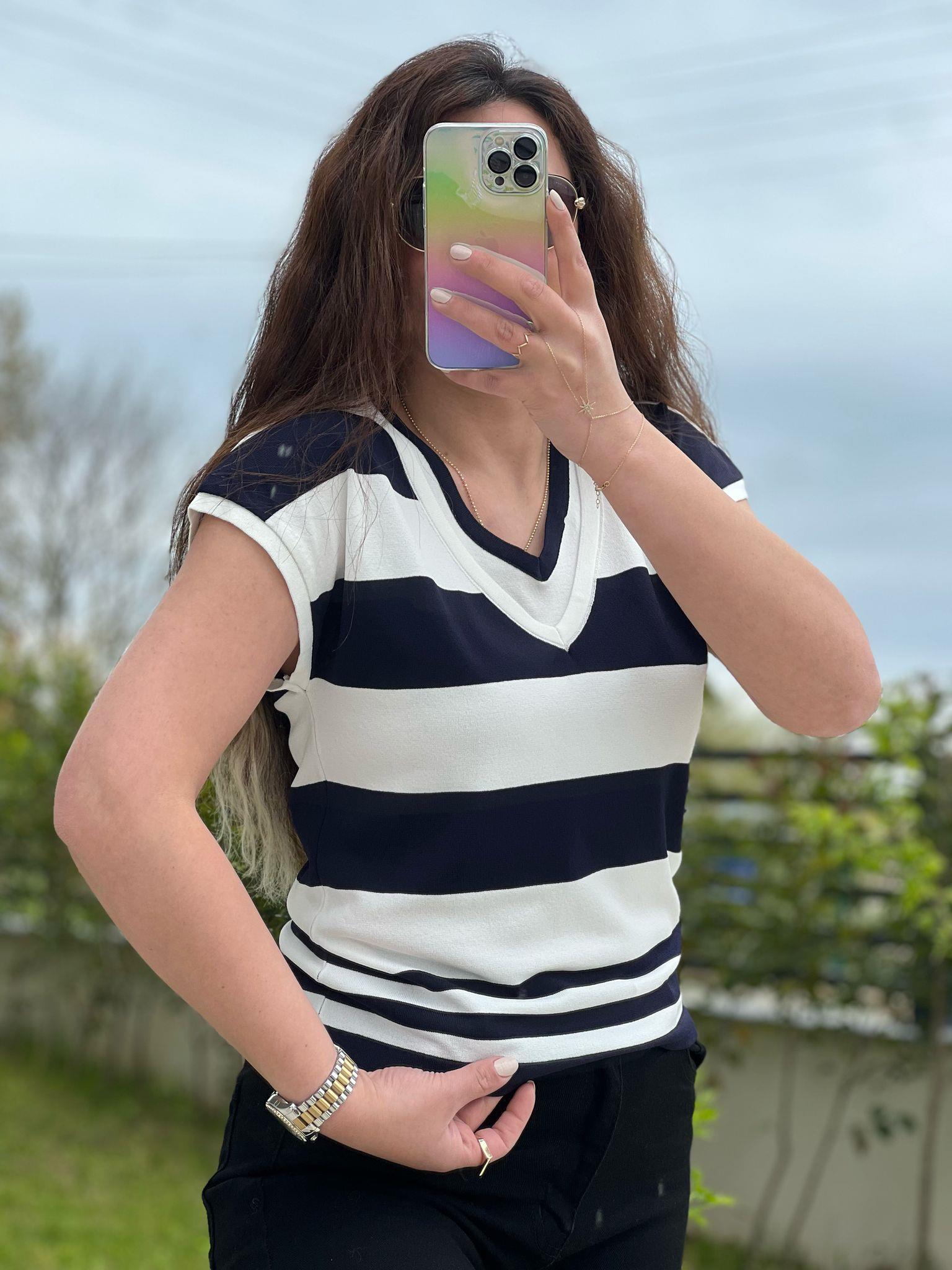 çift yaka triko bluz 1092