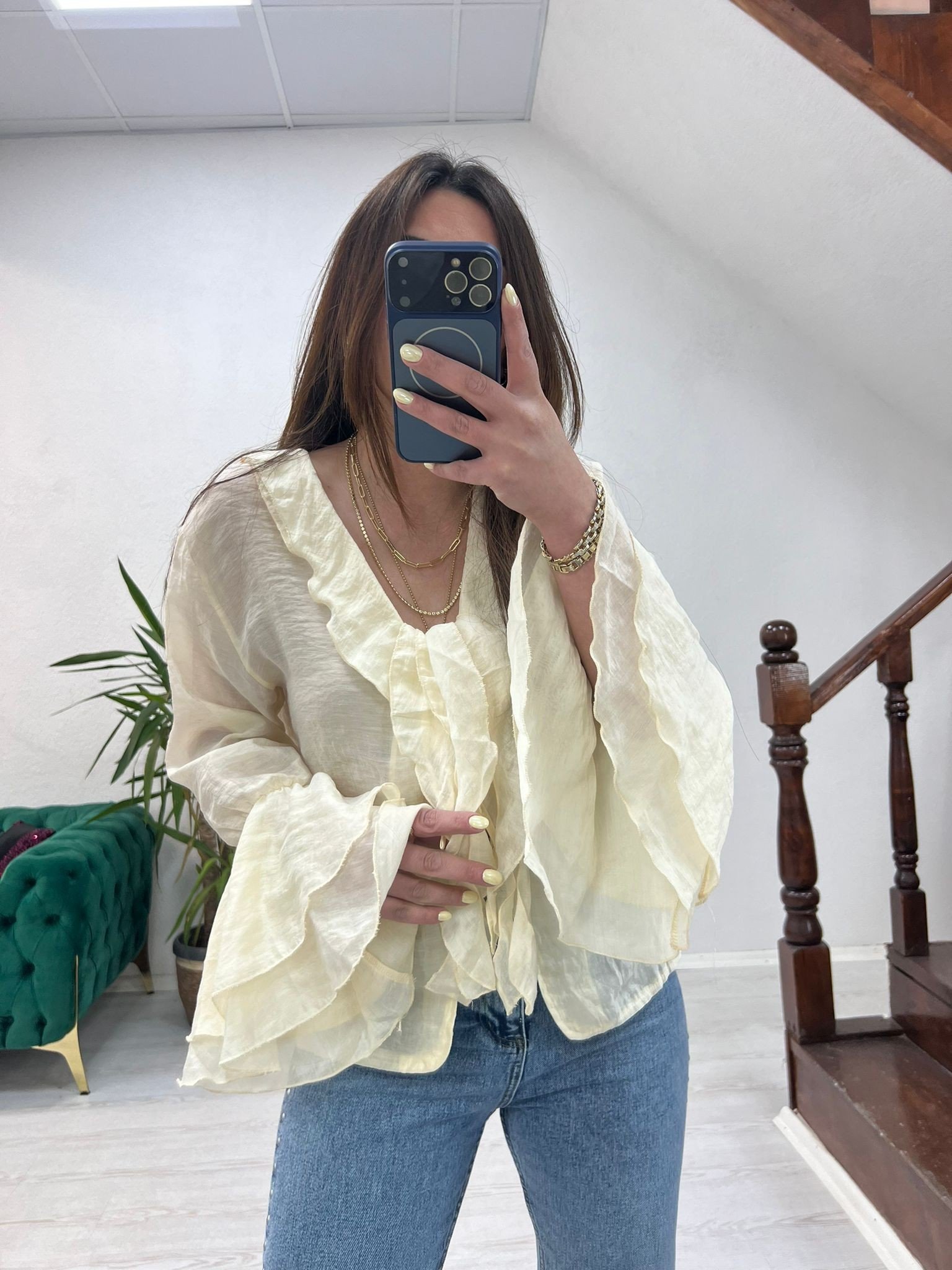 FIRFIRLI BAĞLAMALI BLUZ - 1363