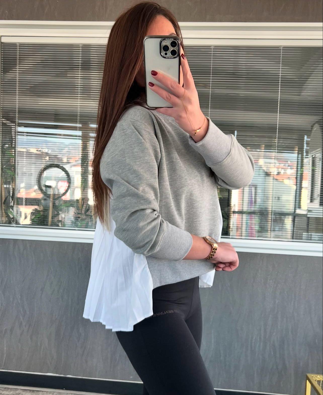 PİLİSELİ POPLİN SWEAT