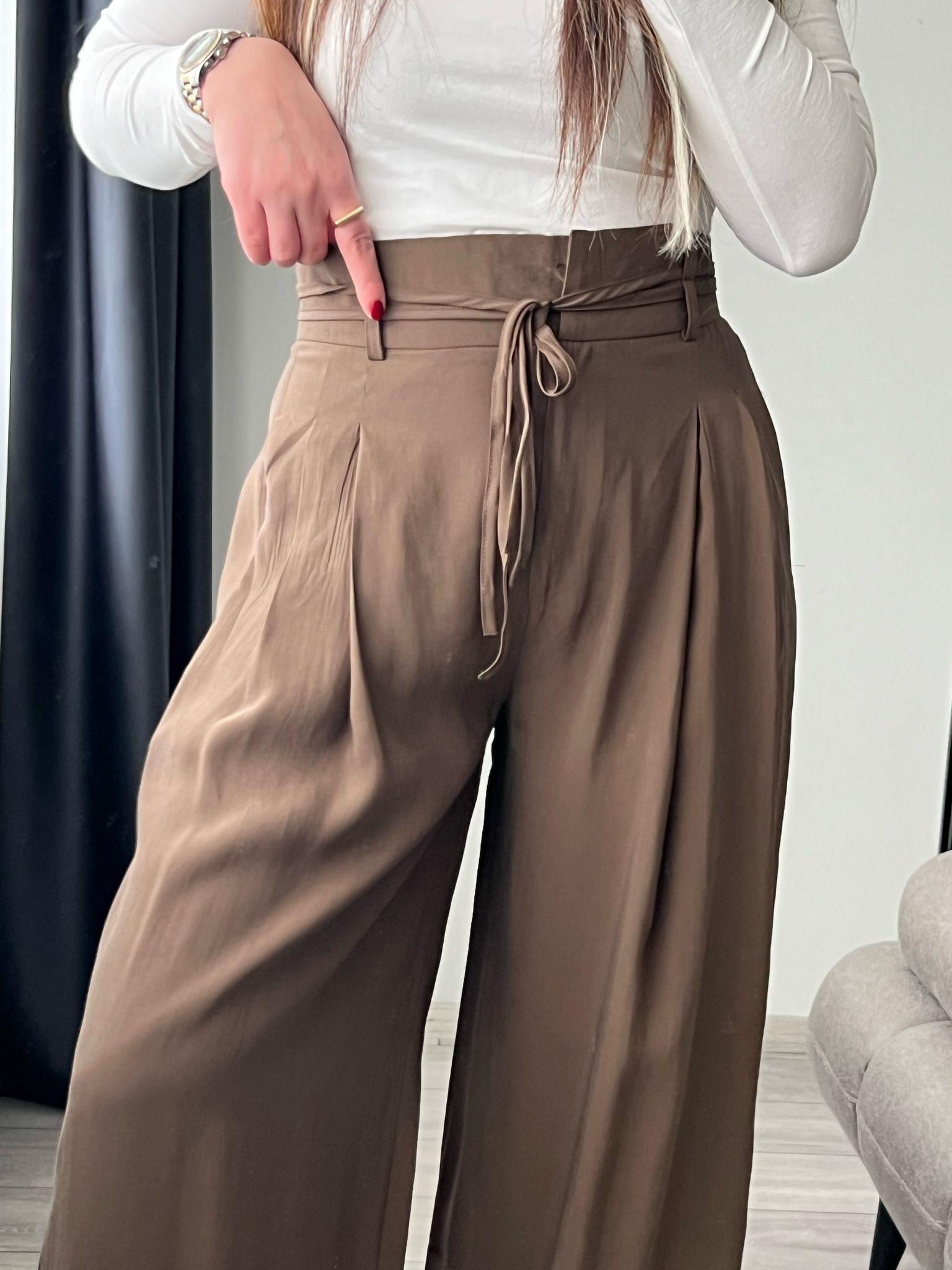 TENSEL KUŞAKLI PANTOLON HAKİ - 1029