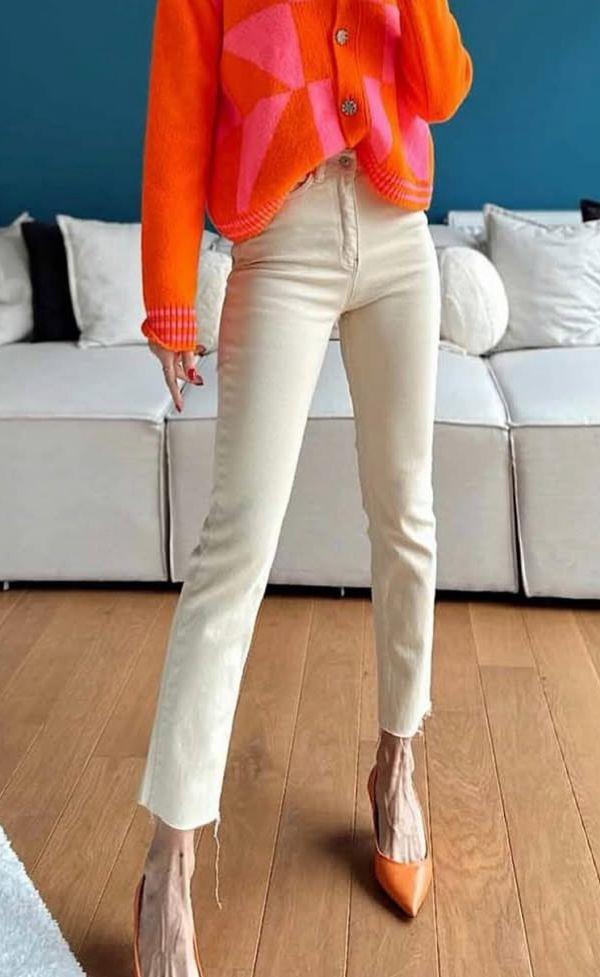 ZR KESİK PAÇA JEAN BEJ - 1076