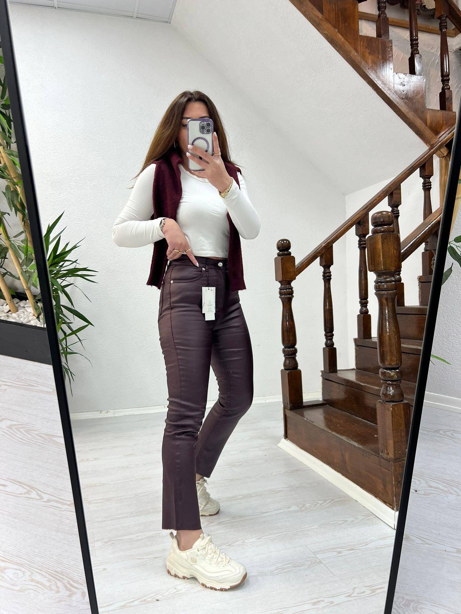 ZR MUMLU PANTOLON BORDO - 1239
