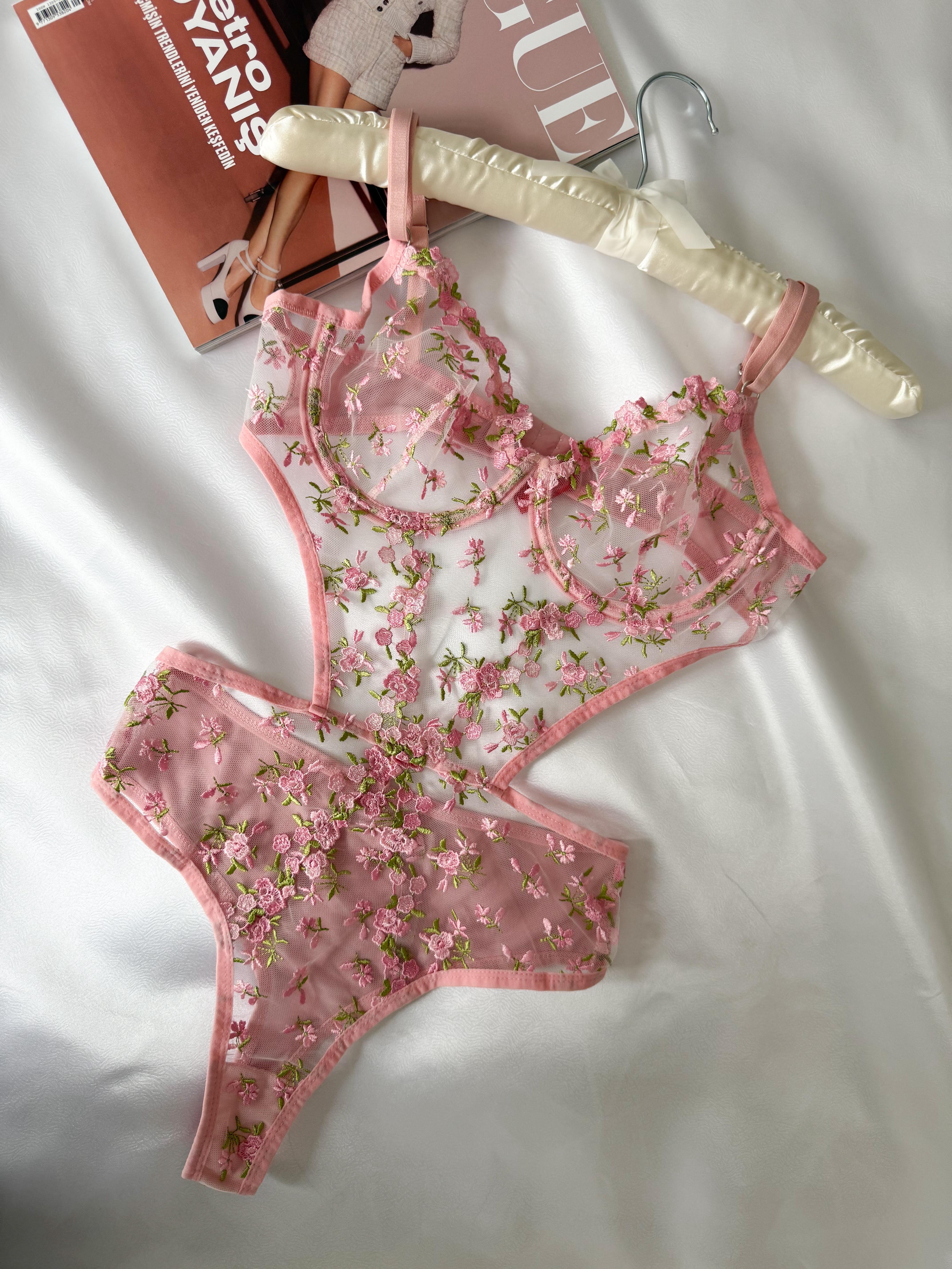 Flower Pembe Bodysuit