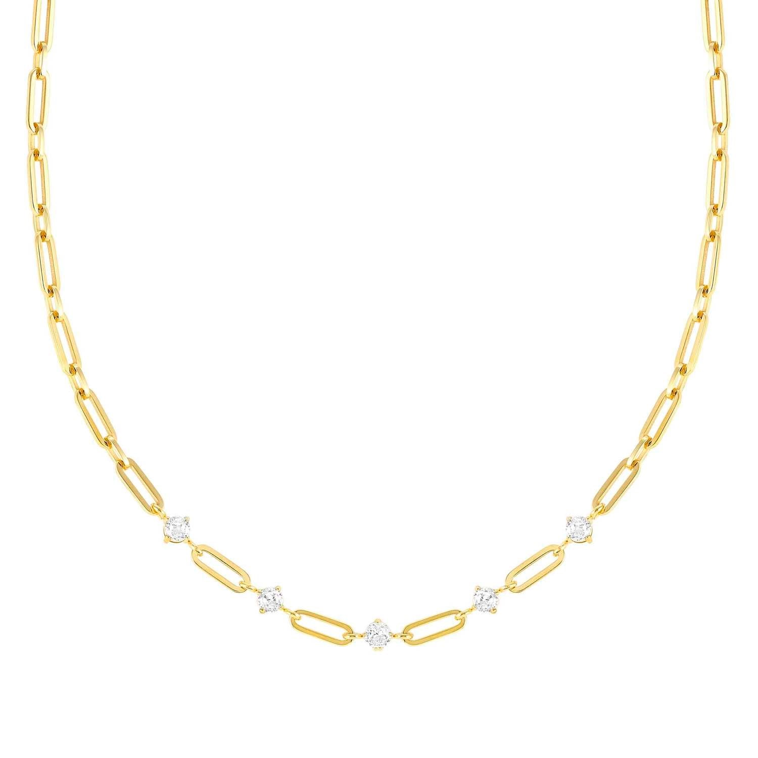 Chainsofstyle Zirkon Taşlı Çelik Kolye Altın Kaplama