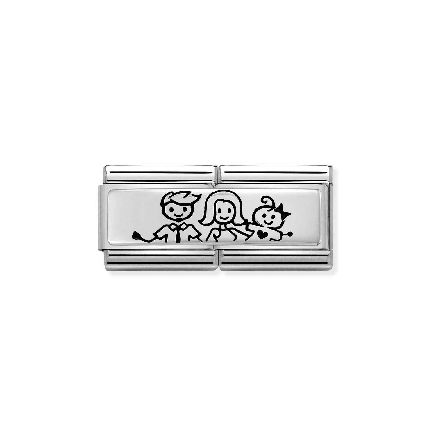Composable Classic Çift Link Familly with Baby Girl 925 Ayar Gümüş