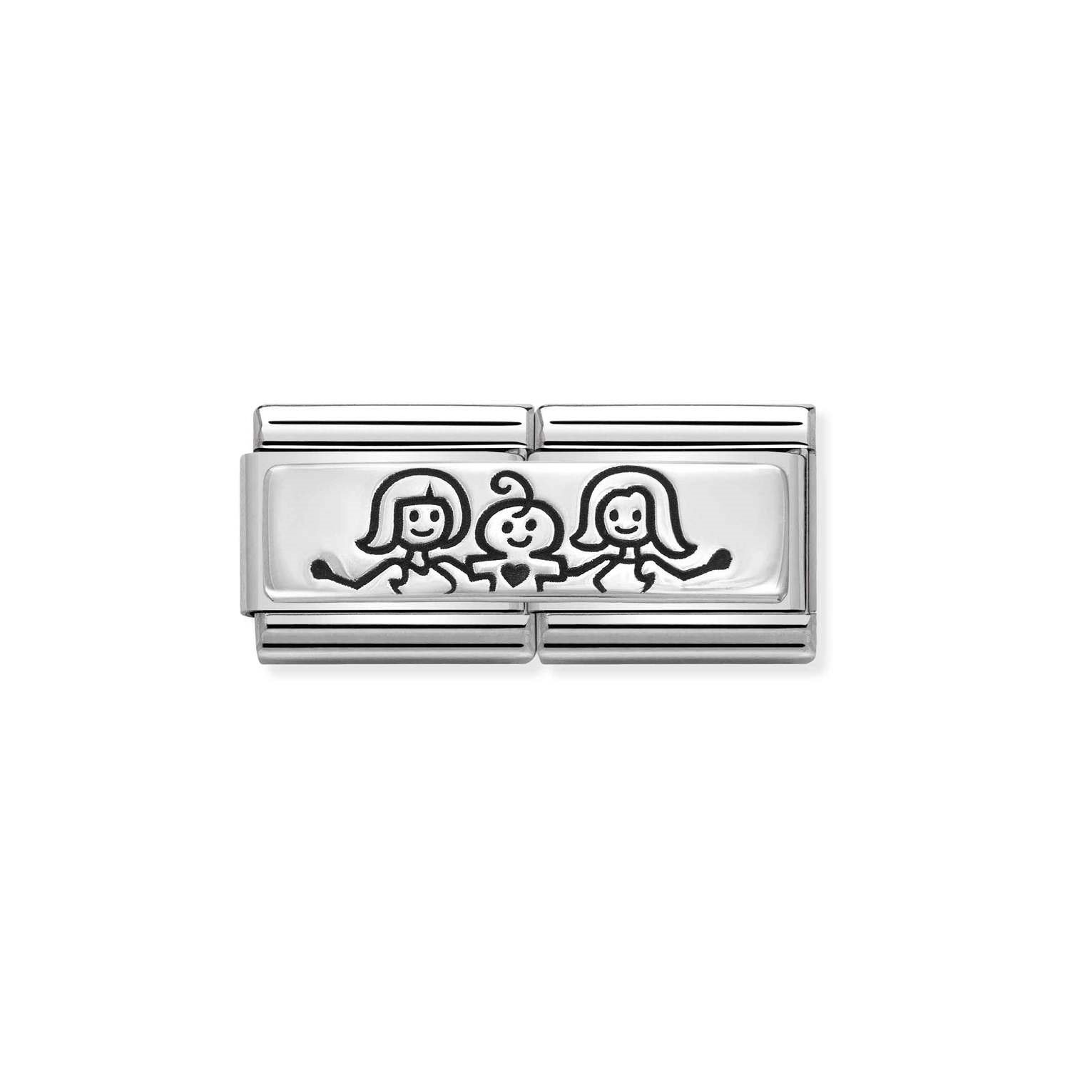 Composable Classic Çift Link İki Anne ve Bebek 925 Ayar Gümüş