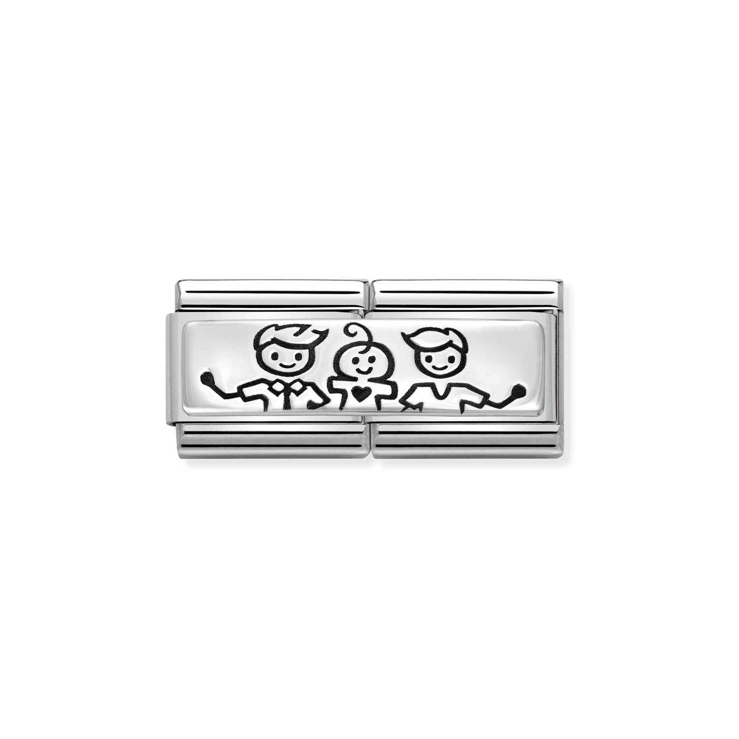 Composable Classic Çift Link İki Baba ve Bebek 925 Ayar Gümüş
