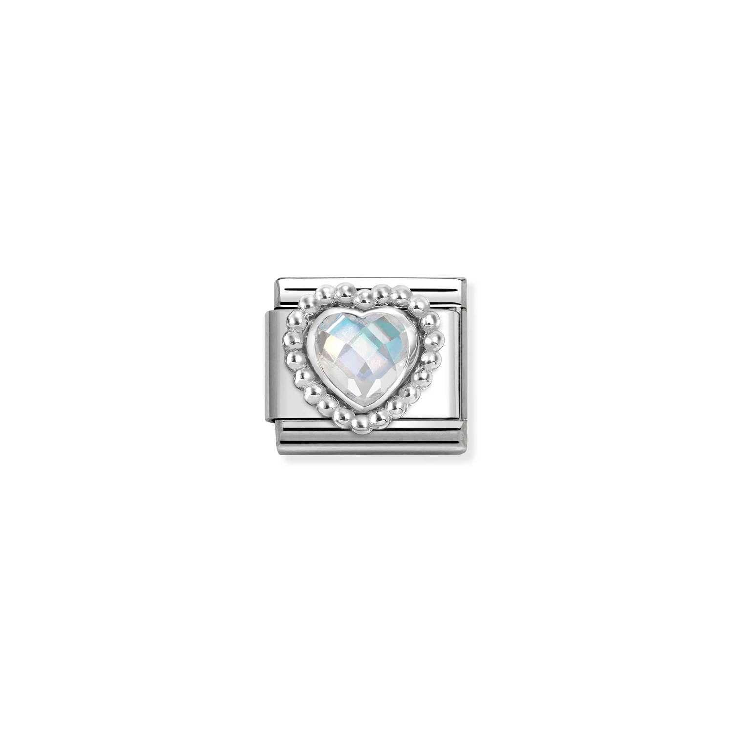 Composable Classic Link Beyaz Kalp 925 Ayar Gümüş Charm